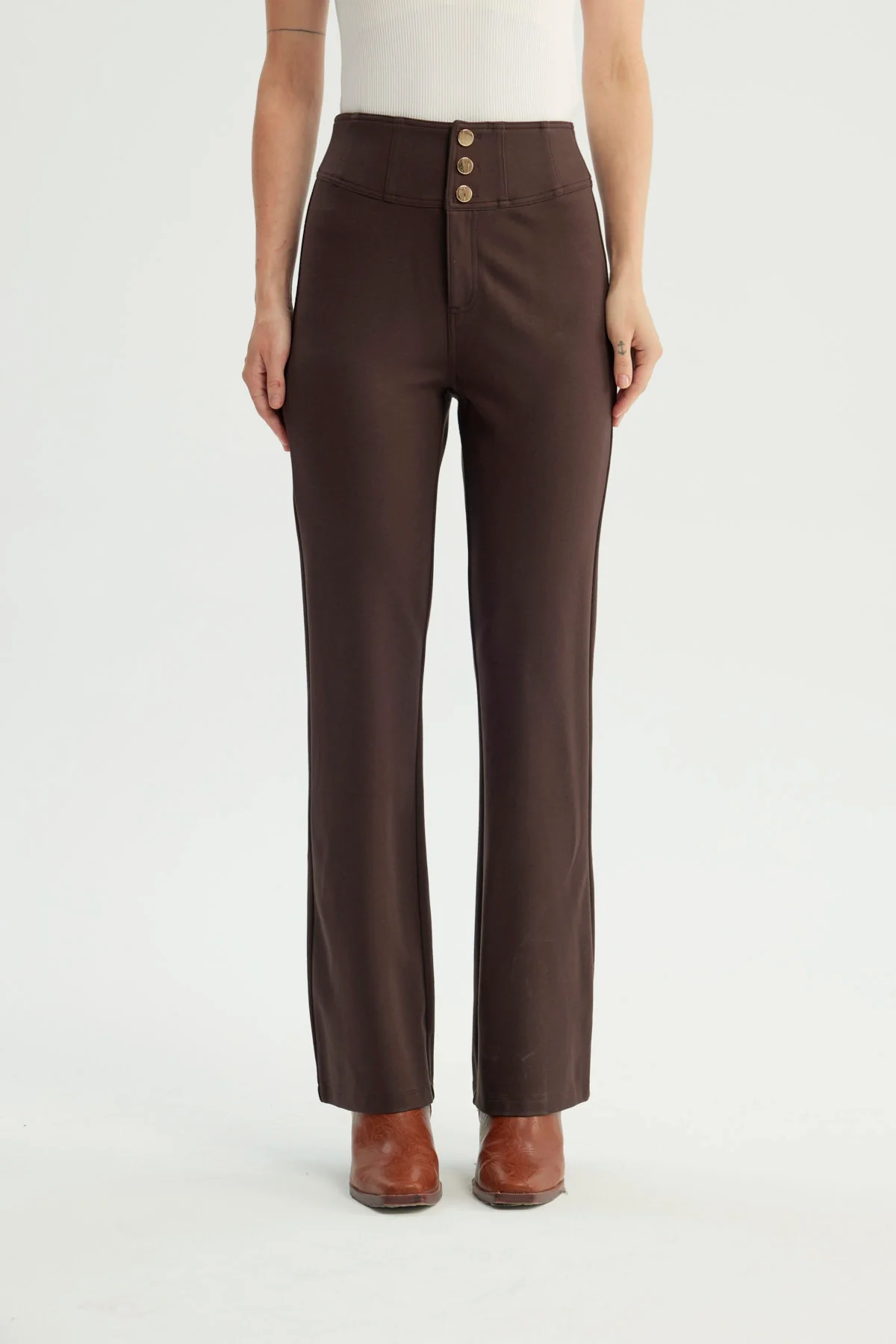 Pantalón Mujer Punto Roma Chocolate