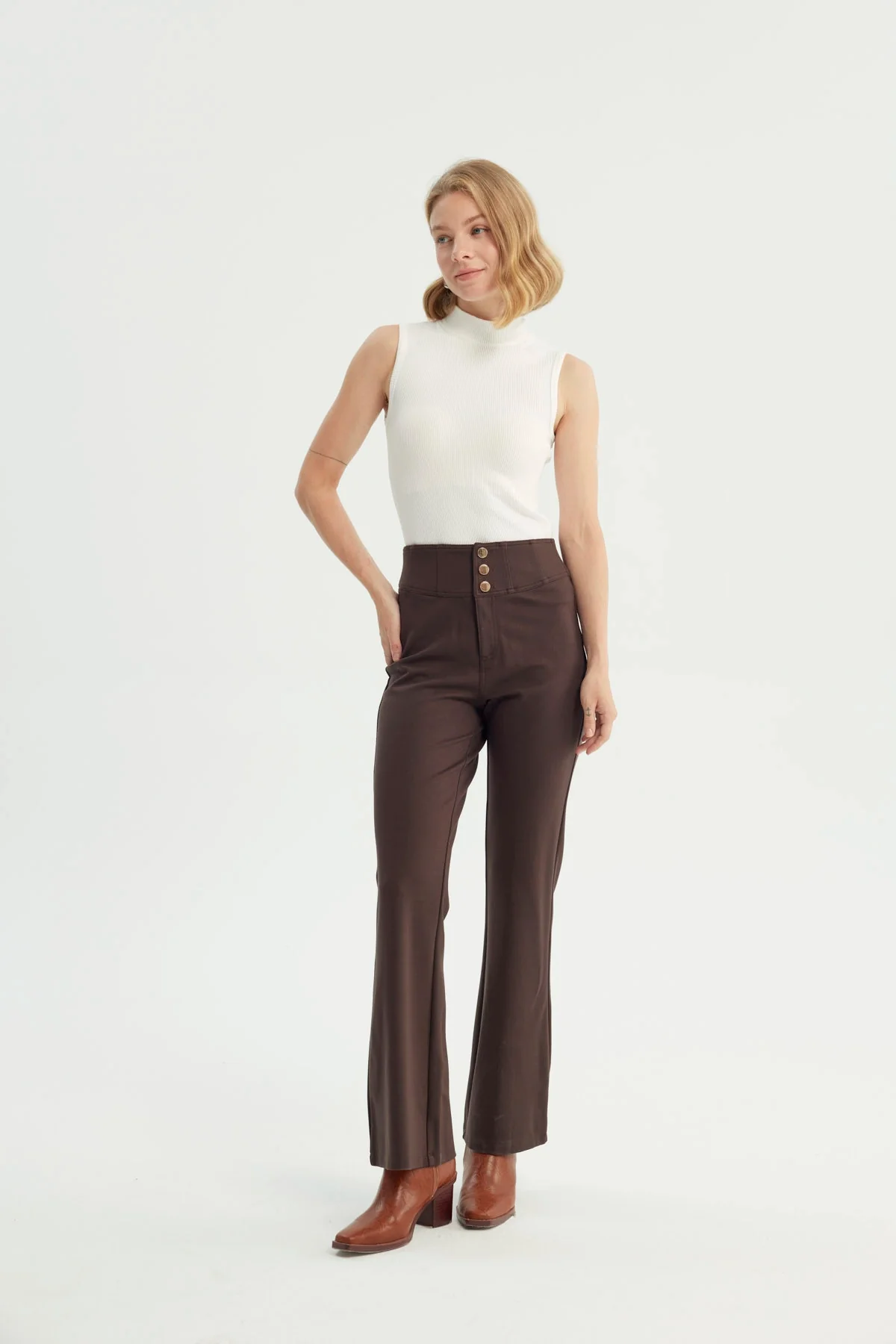 Pantalón Mujer Punto Roma Chocolate - Image 4