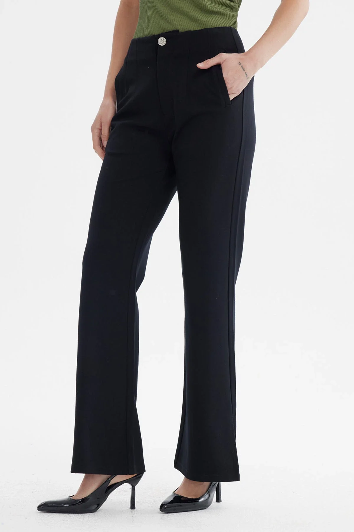 Pantalón Mujer Punto Roma Negro - Image 2