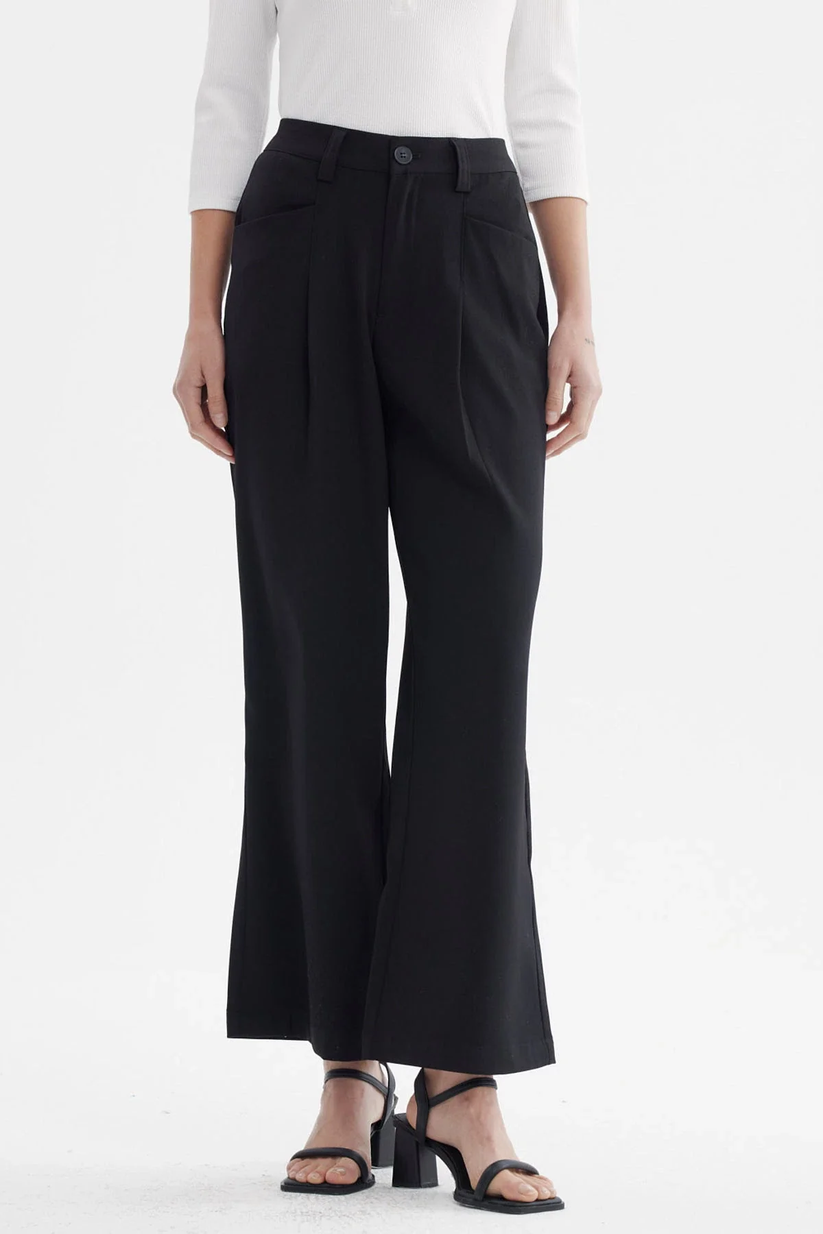 Pantalón Mujer Sastrero Pretina Botón Negro
