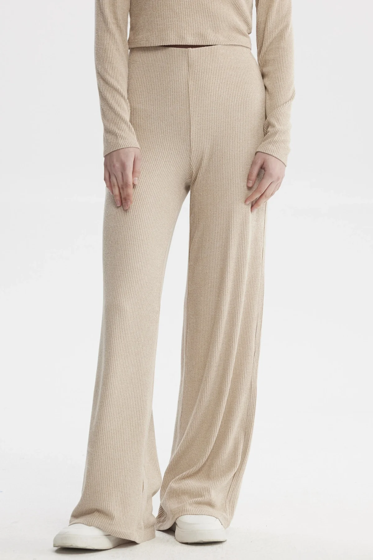 Pantalón Mujer Wide Leg Beige