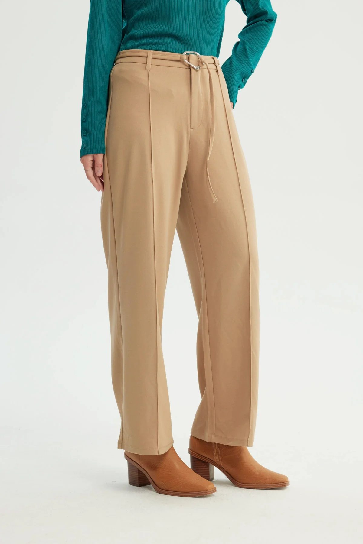 Pantalón Mujer Wide Leg Beige - Image 2
