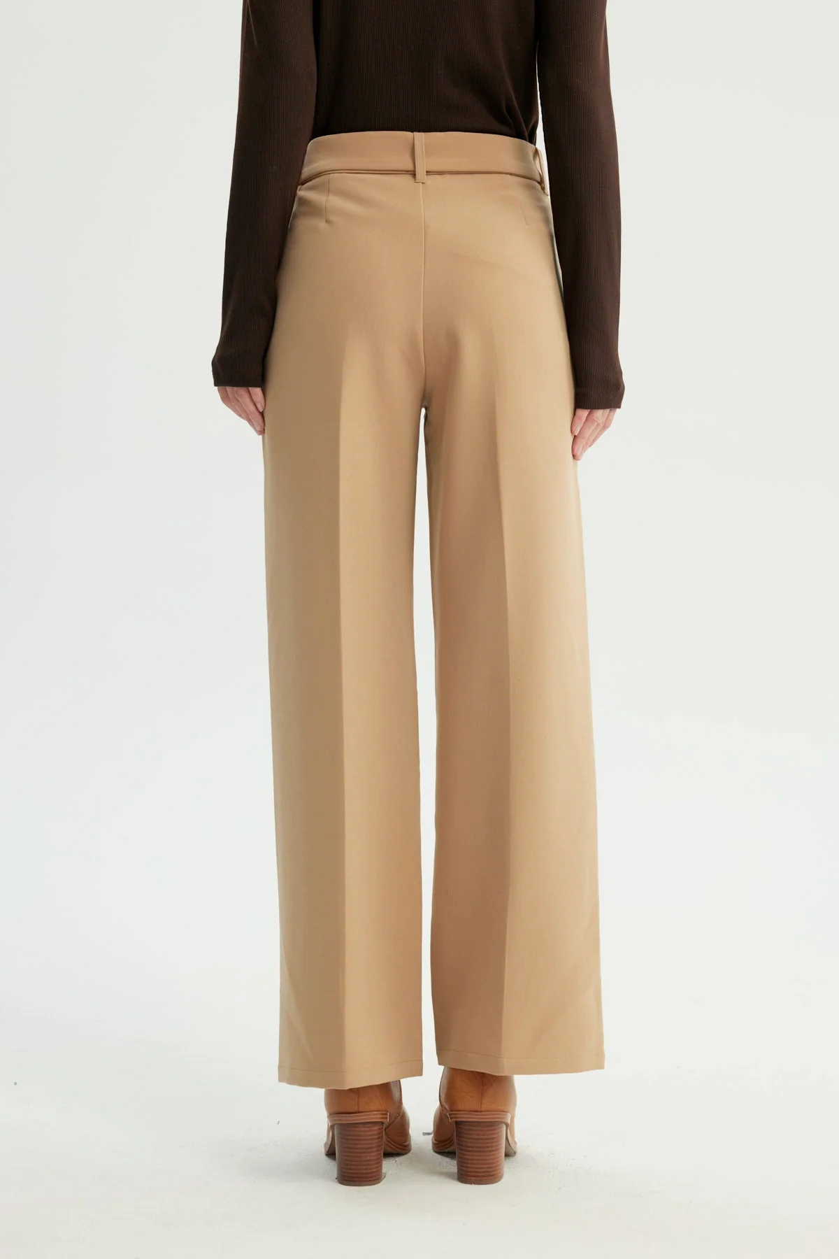 Pantalón Mujer Wide Leg Beige - Image 3