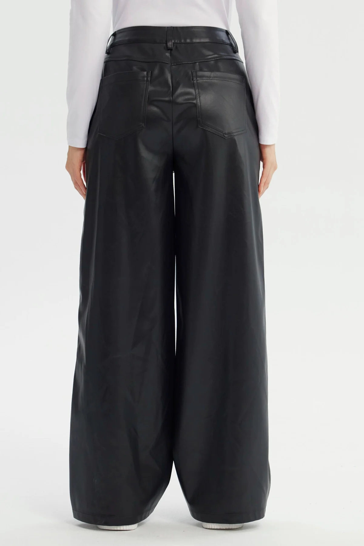 Pantalón Mujer Wide Leg Negro - Image 3