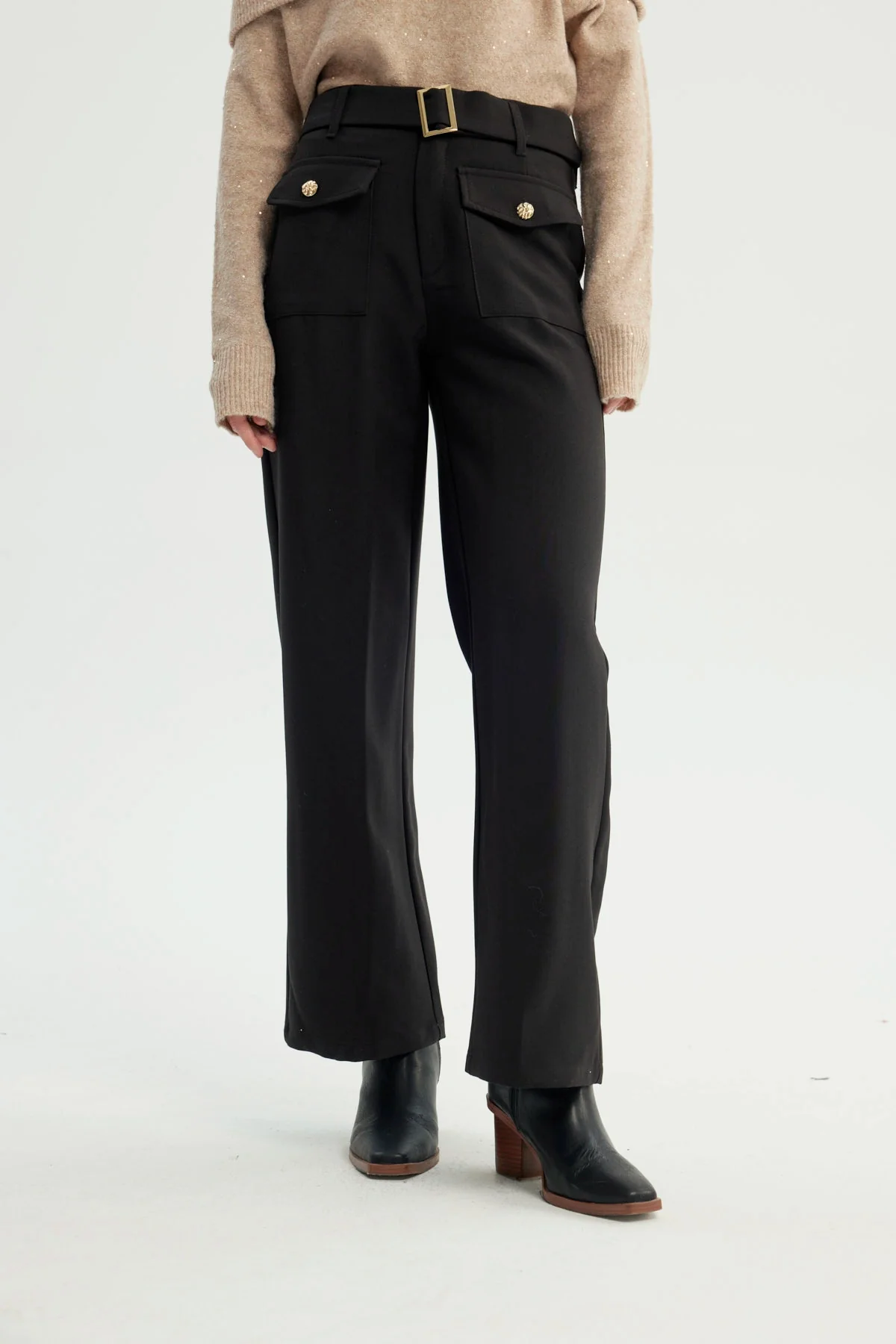 Pantalón Mujer Wide Leg Negro