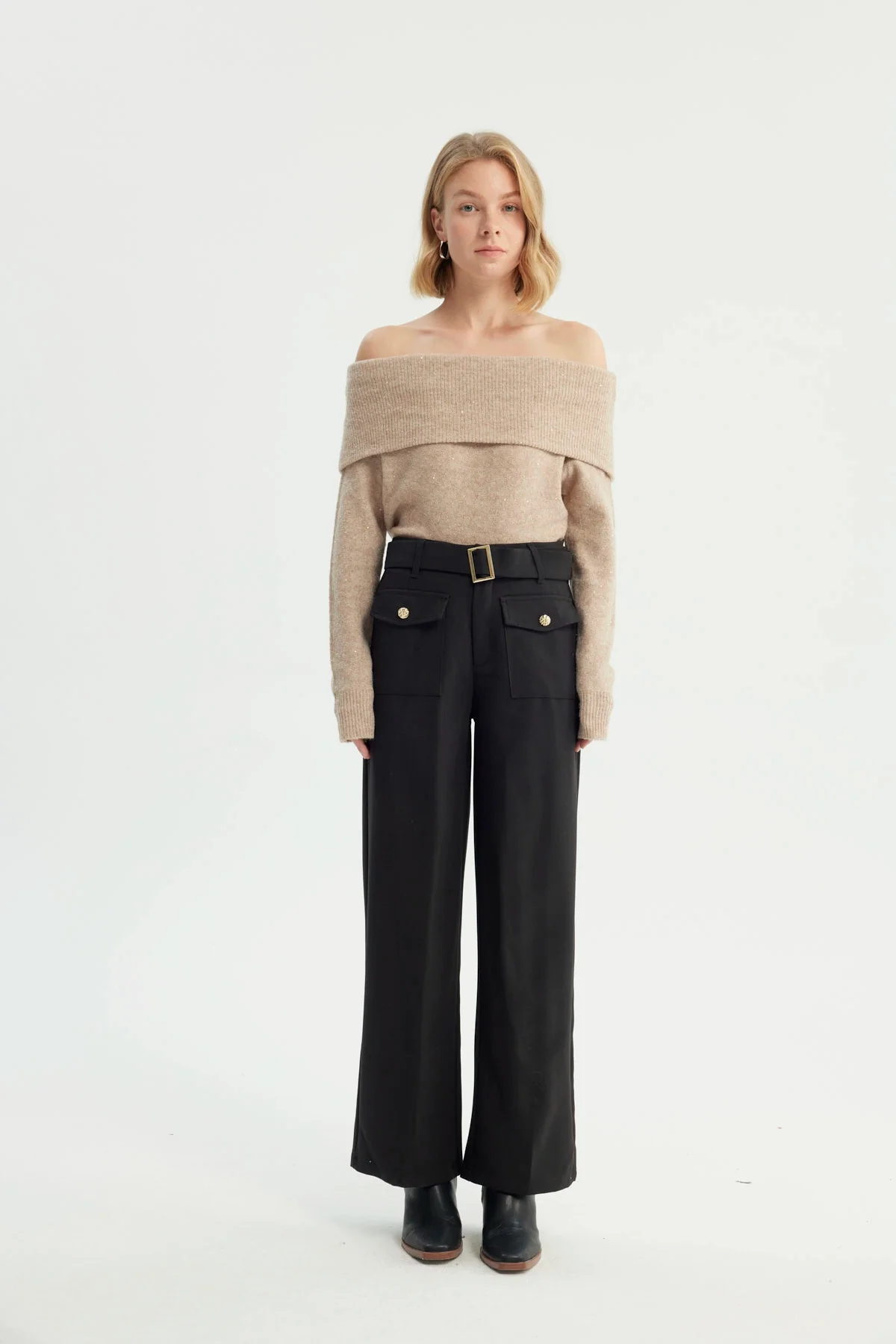 Pantalón Mujer Wide Leg Negro - Image 4