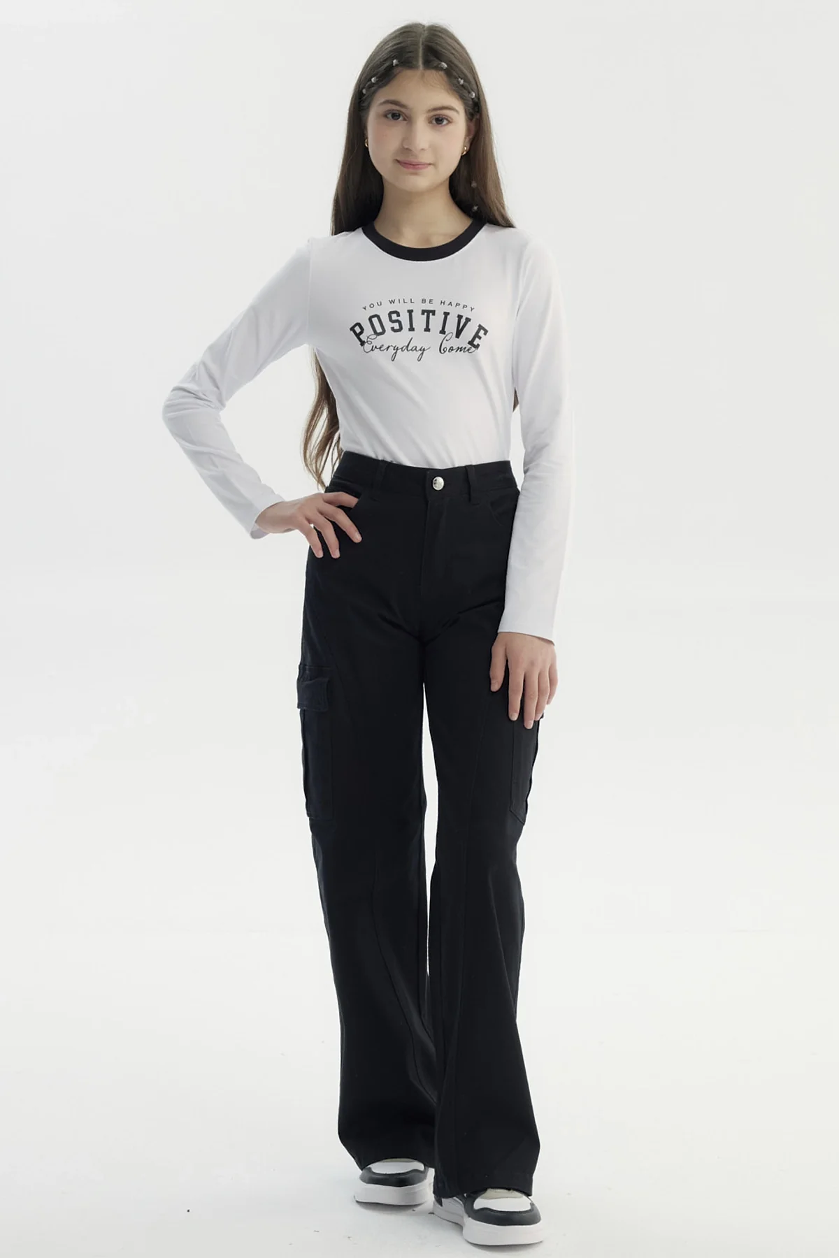 Pantalón Niña Wide Leg Negro - Image 4