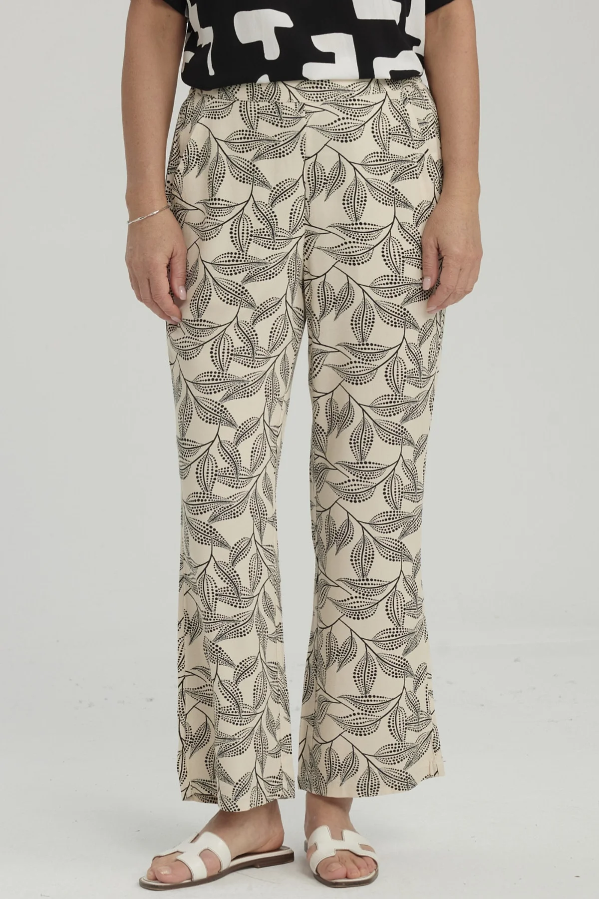 Pantalón Pescador Mujer Print Beige
