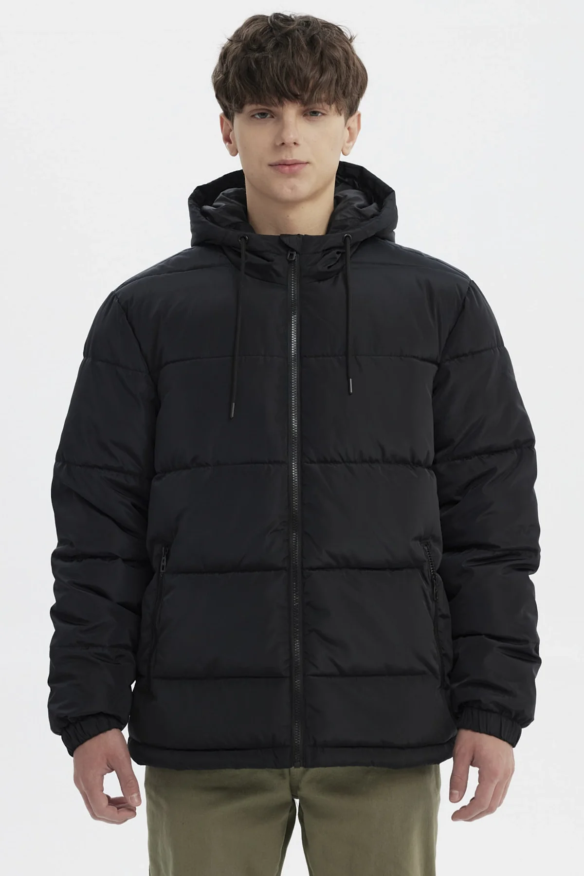 Parka Hombre Básica Lisa Negro - Image 2