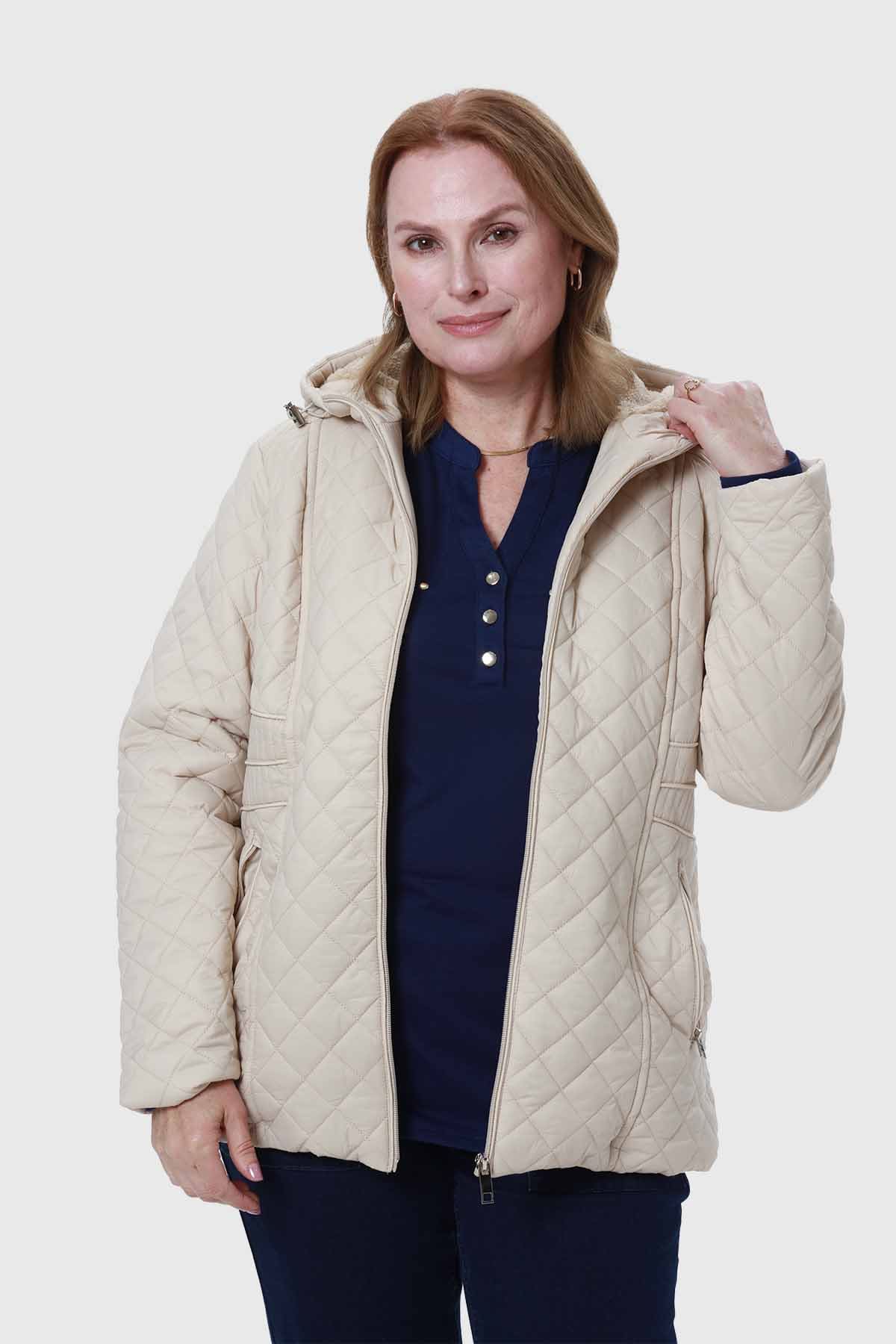 Parka Mujer Con Bolsillo Beige - Image 2