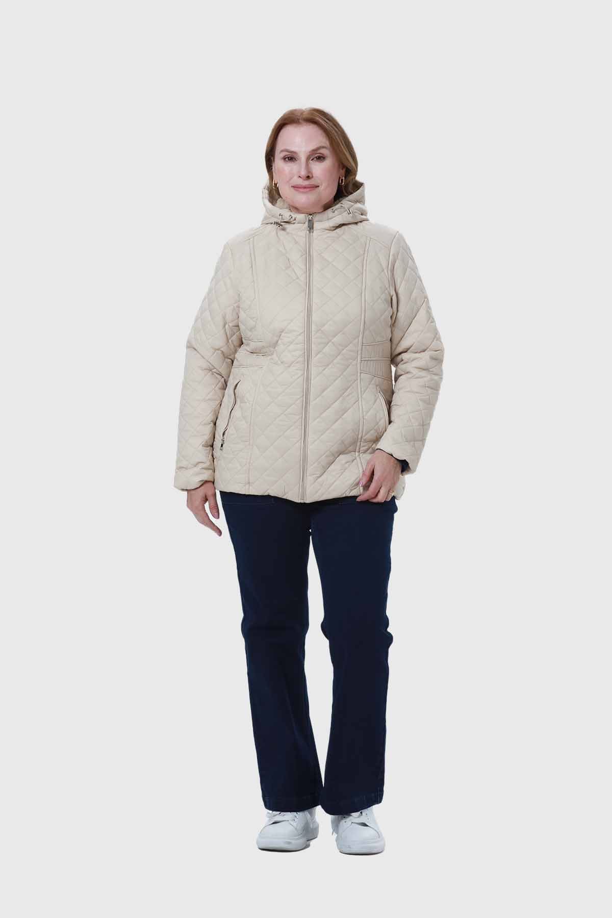 Parka Mujer Con Bolsillo Beige - Image 4