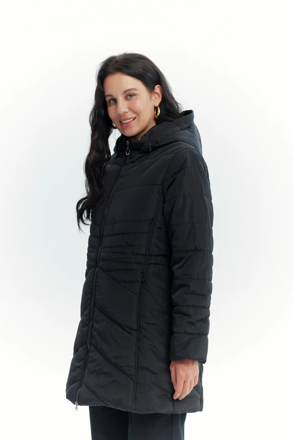 Parka Mujer Con Gorro Corte Negro - Image 2