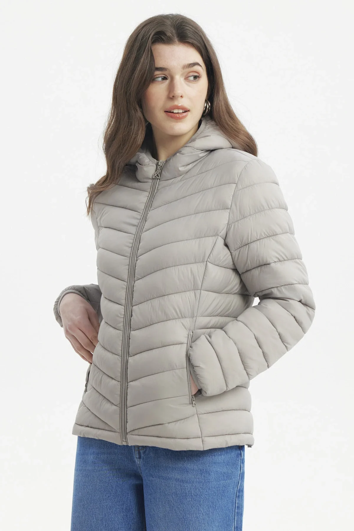Parka Mujer Corta Plummy Cortes Gris - Image 2