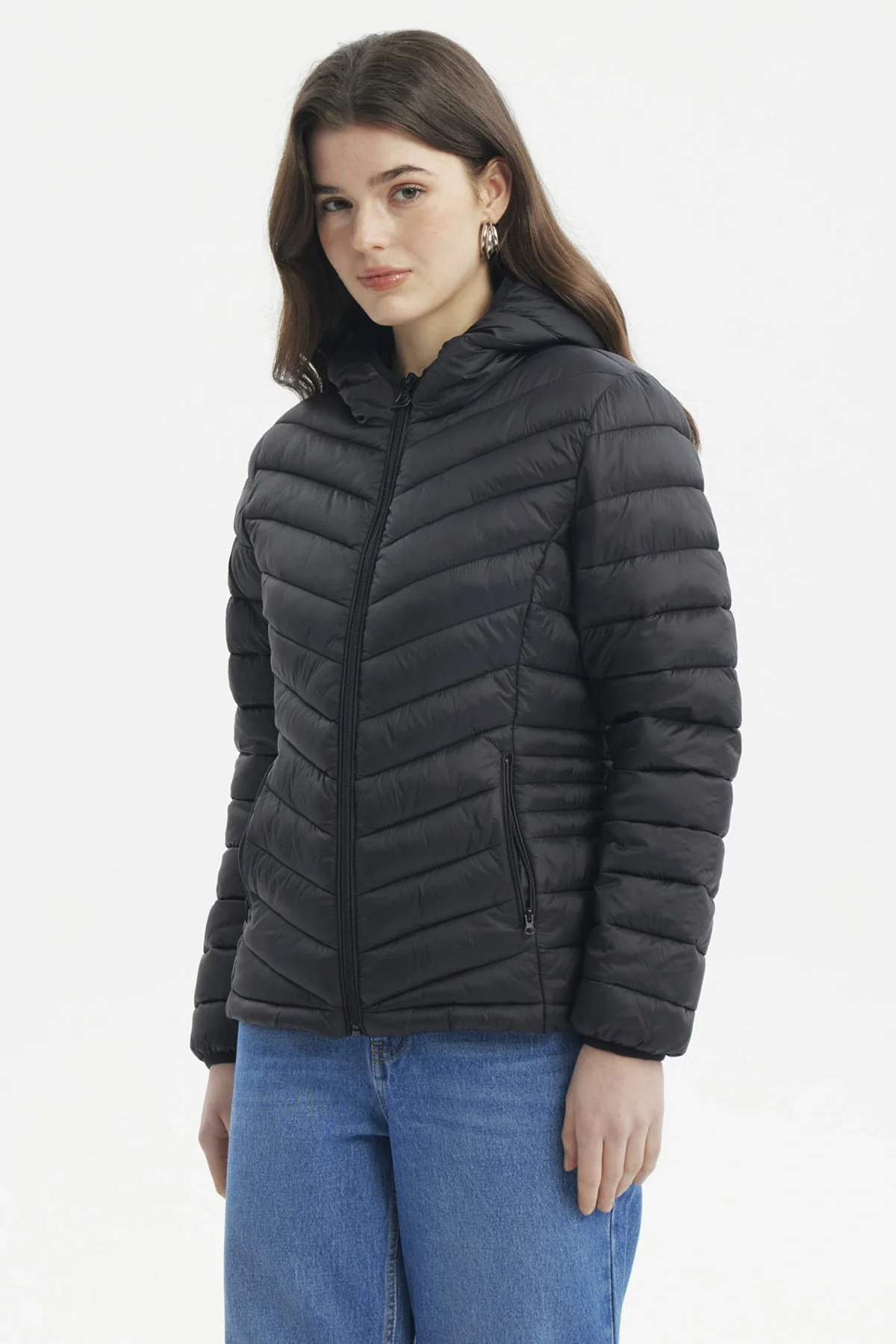 Parka Mujer Corta Plummy Cortes Negro - Image 2
