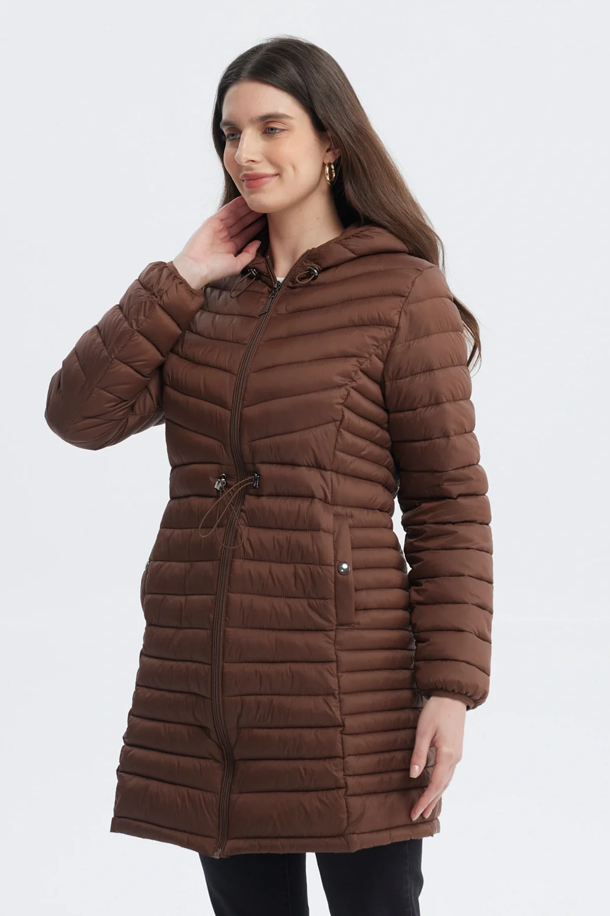 Parka Mujer Larga Básica Café Oscuro - Image 2