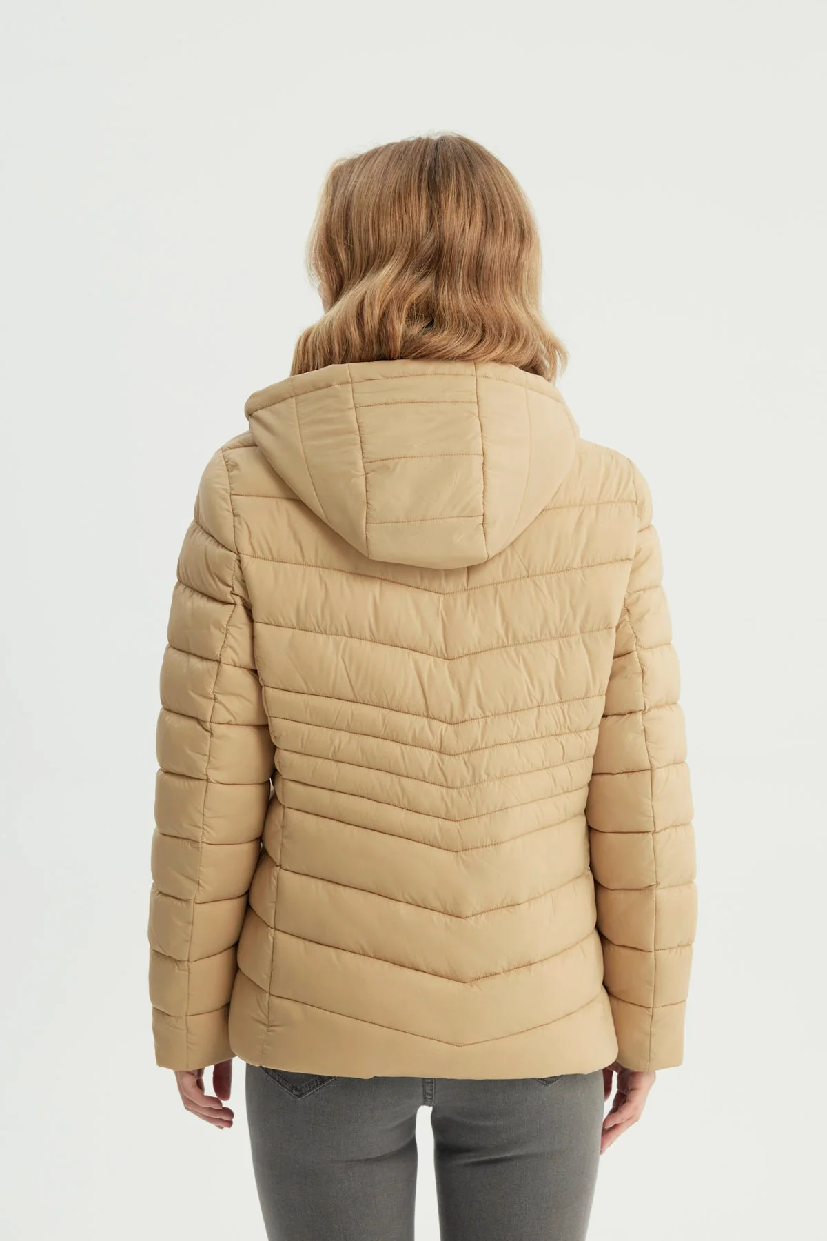 Parka Mujer Slim Beige Claro - Image 3