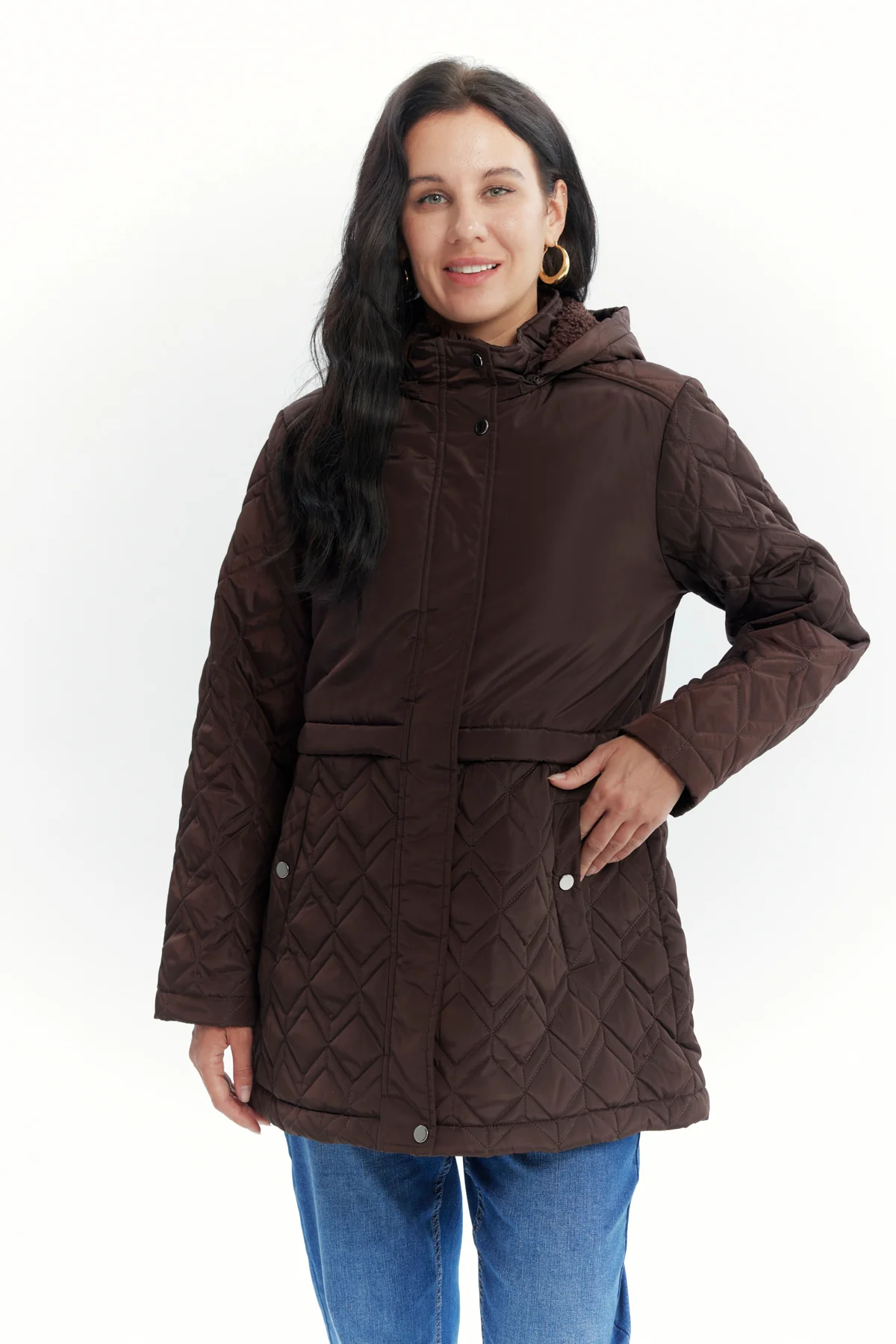 Parka Mujer Slim Café Oscuro