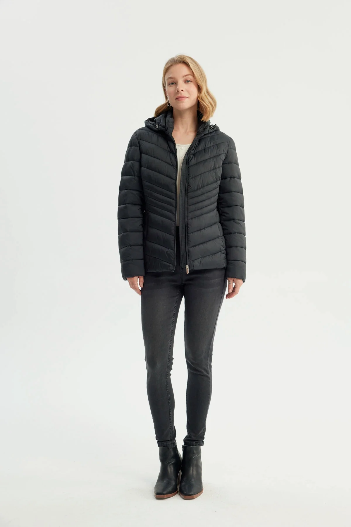 Parka Mujer Slim Negro - Image 4