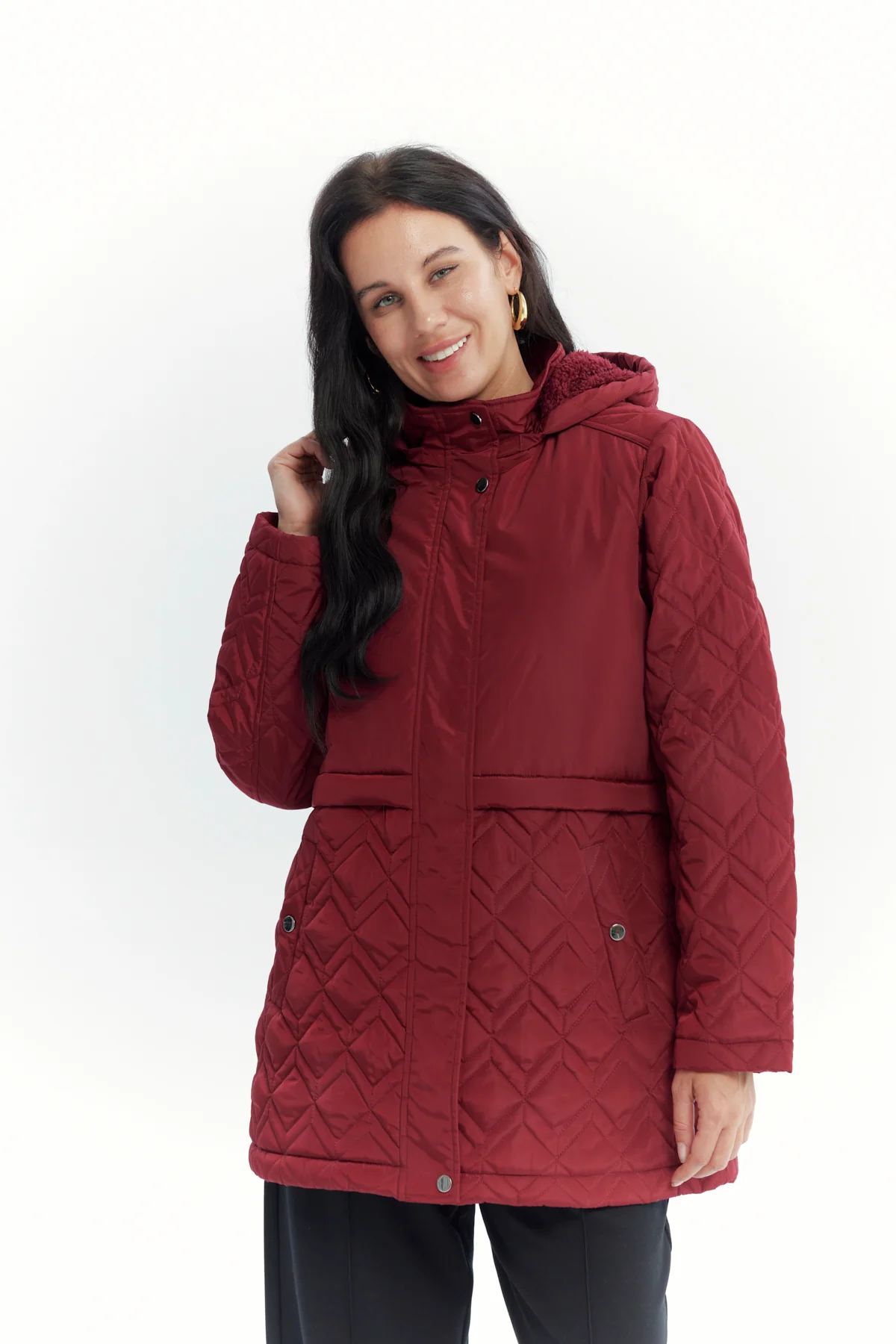 Parka Mujer Slim Rojo Oscuro
