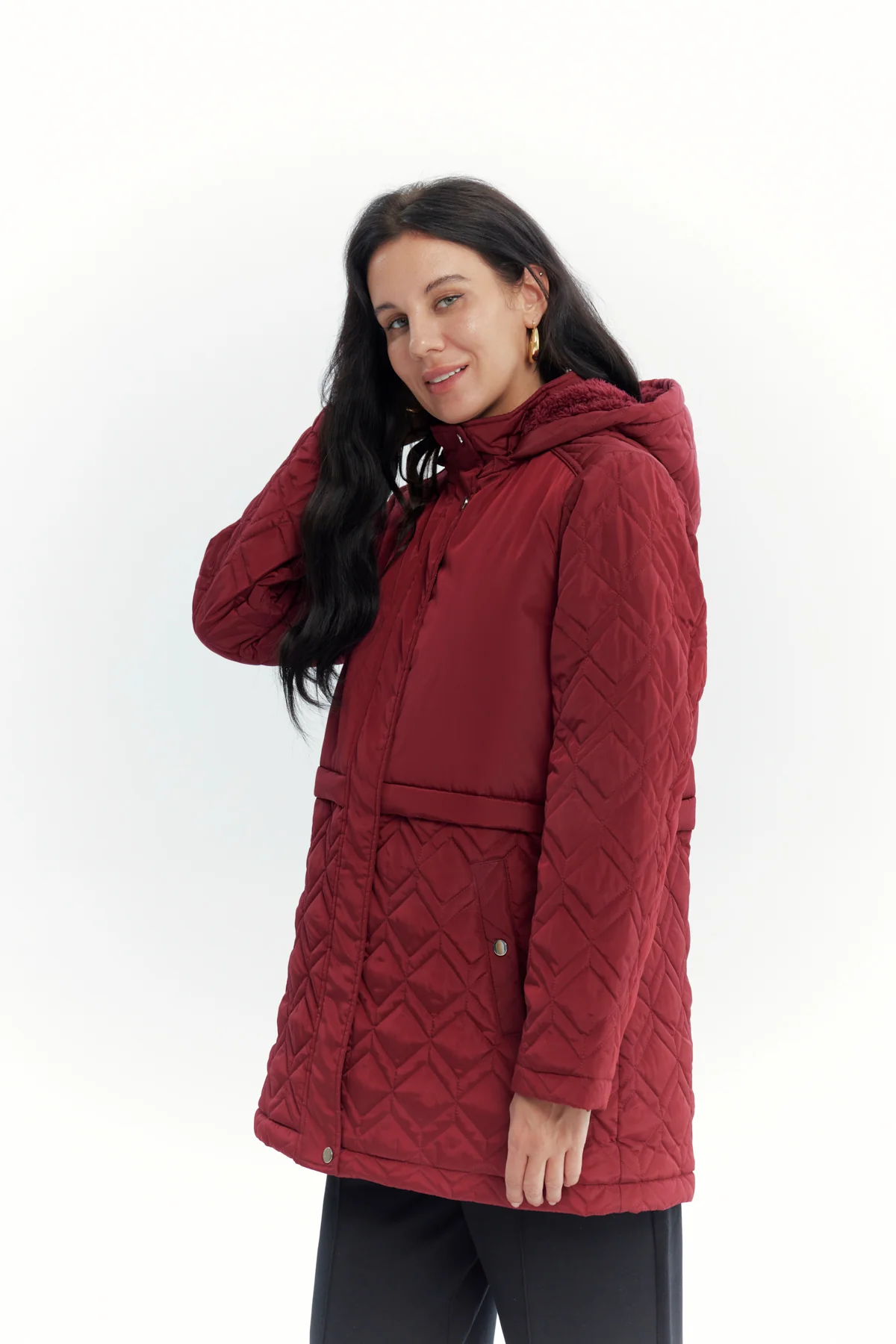 Parka Mujer Slim Rojo Oscuro - Image 2