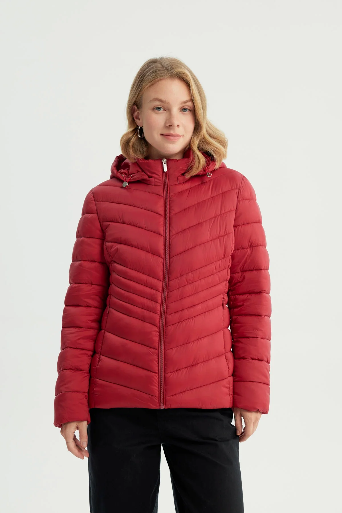 Parka Mujer Slim Rojo Oscuro