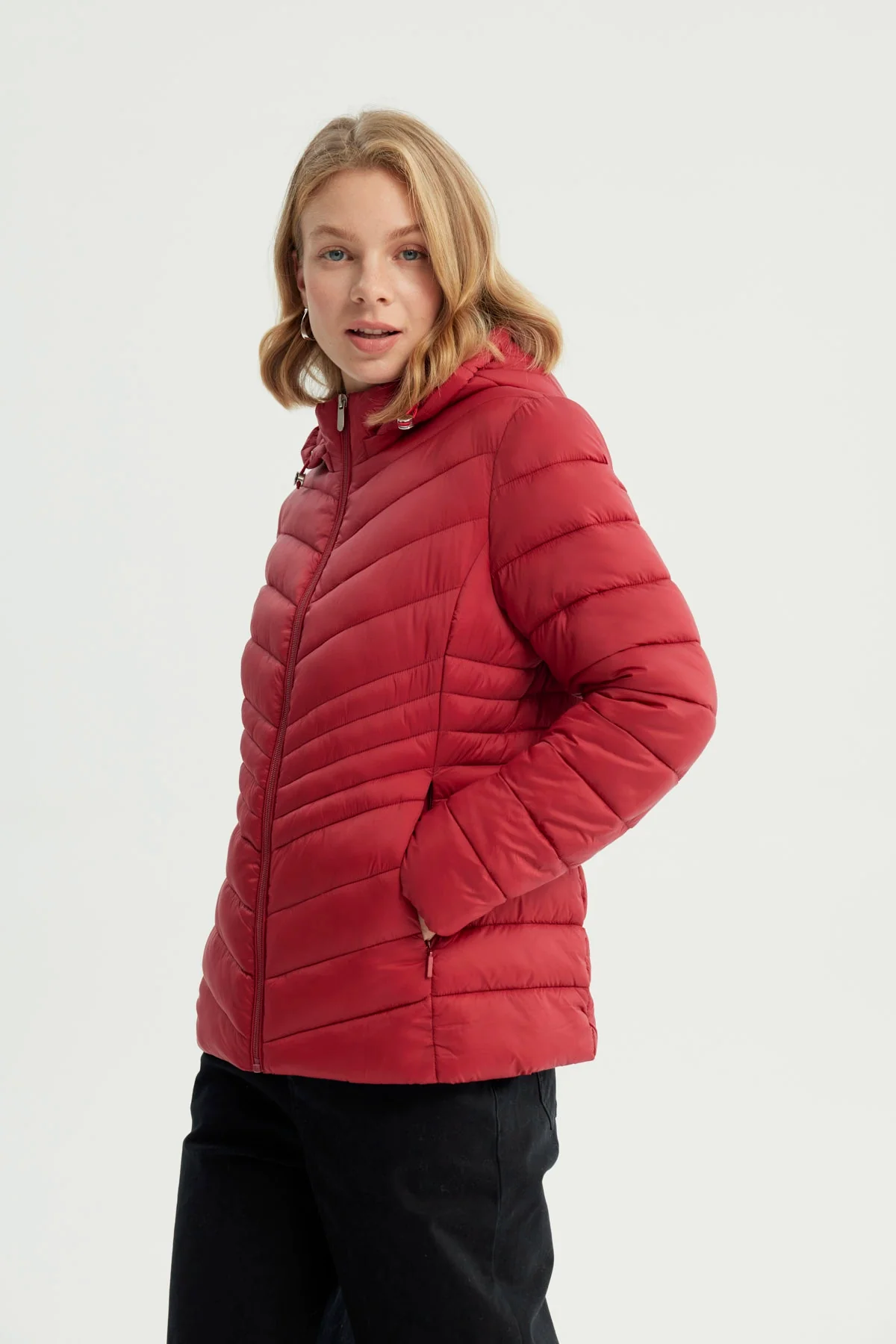 Parka Mujer Slim Rojo Oscuro - Image 2