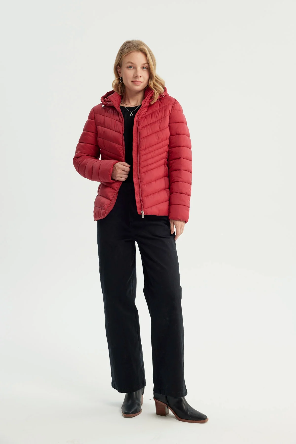 Parka Mujer Slim Rojo Oscuro - Image 4