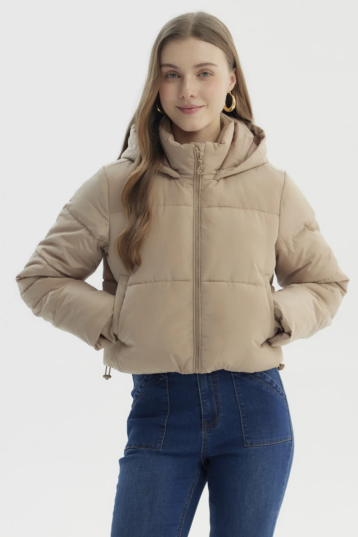 Parka Mujer Wide Acolchado Beige Oscuro