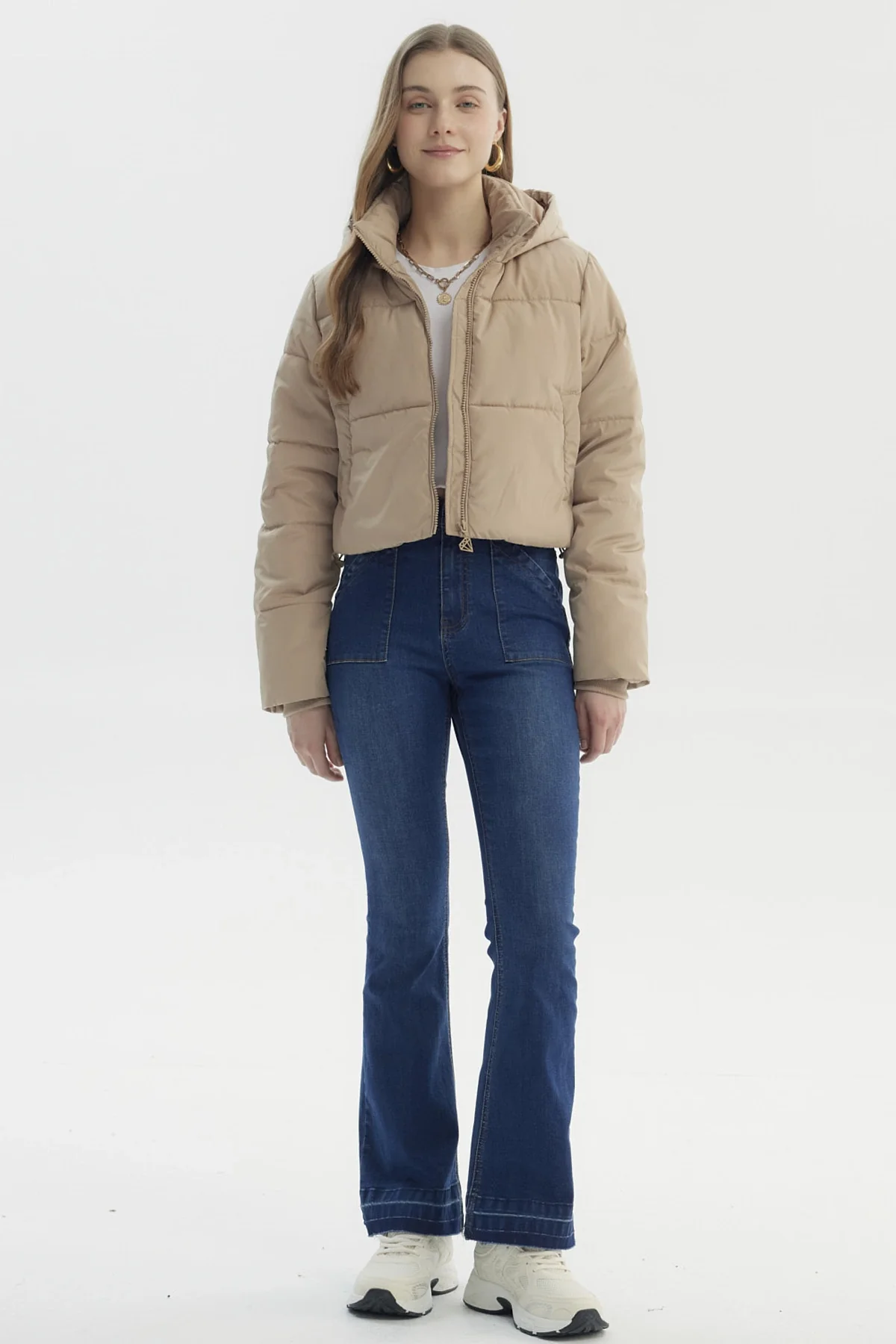 Parka Mujer Wide Acolchado Beige Oscuro - Image 4