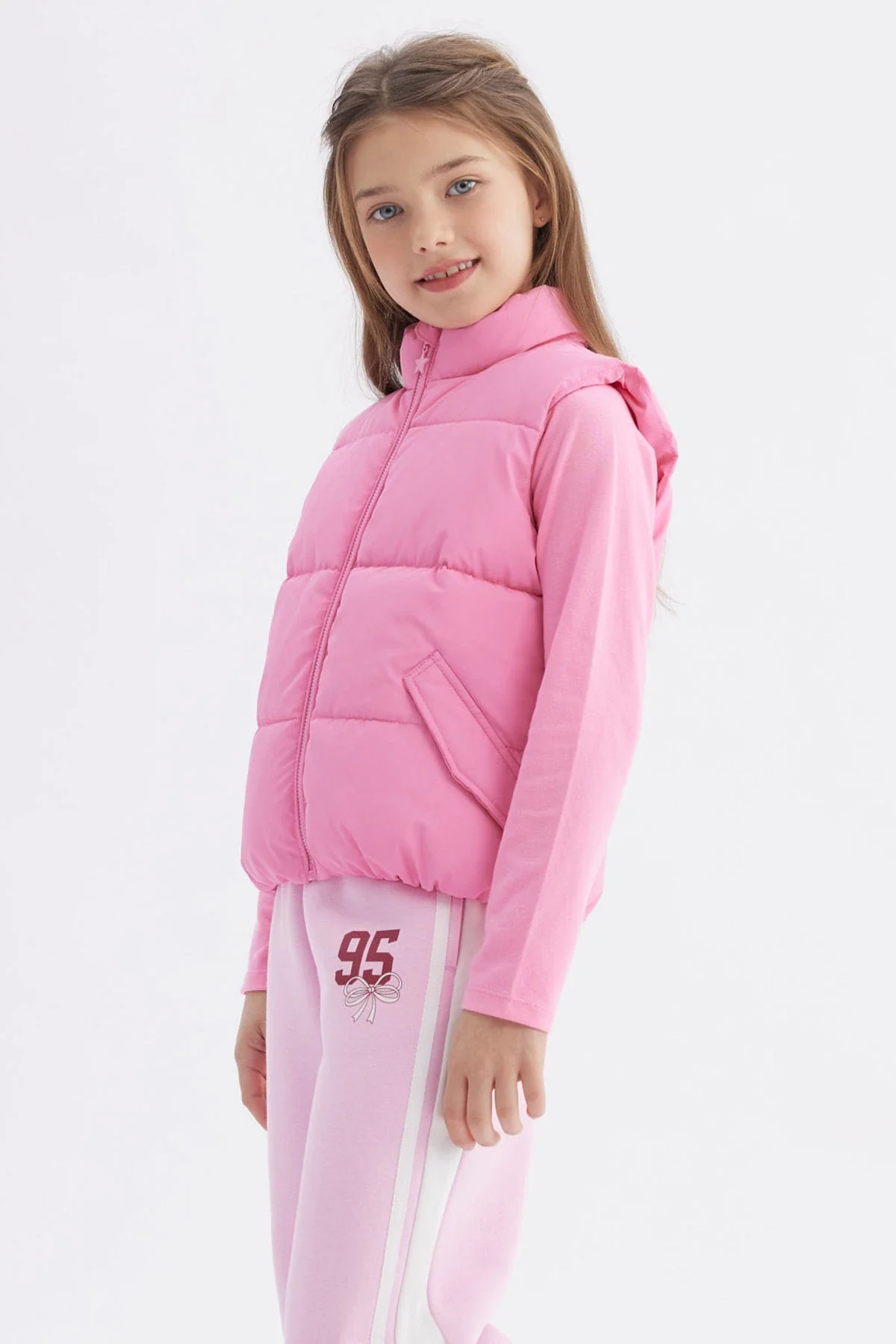 Parka Niña Cuello Con Cierre Rosado - Image 2