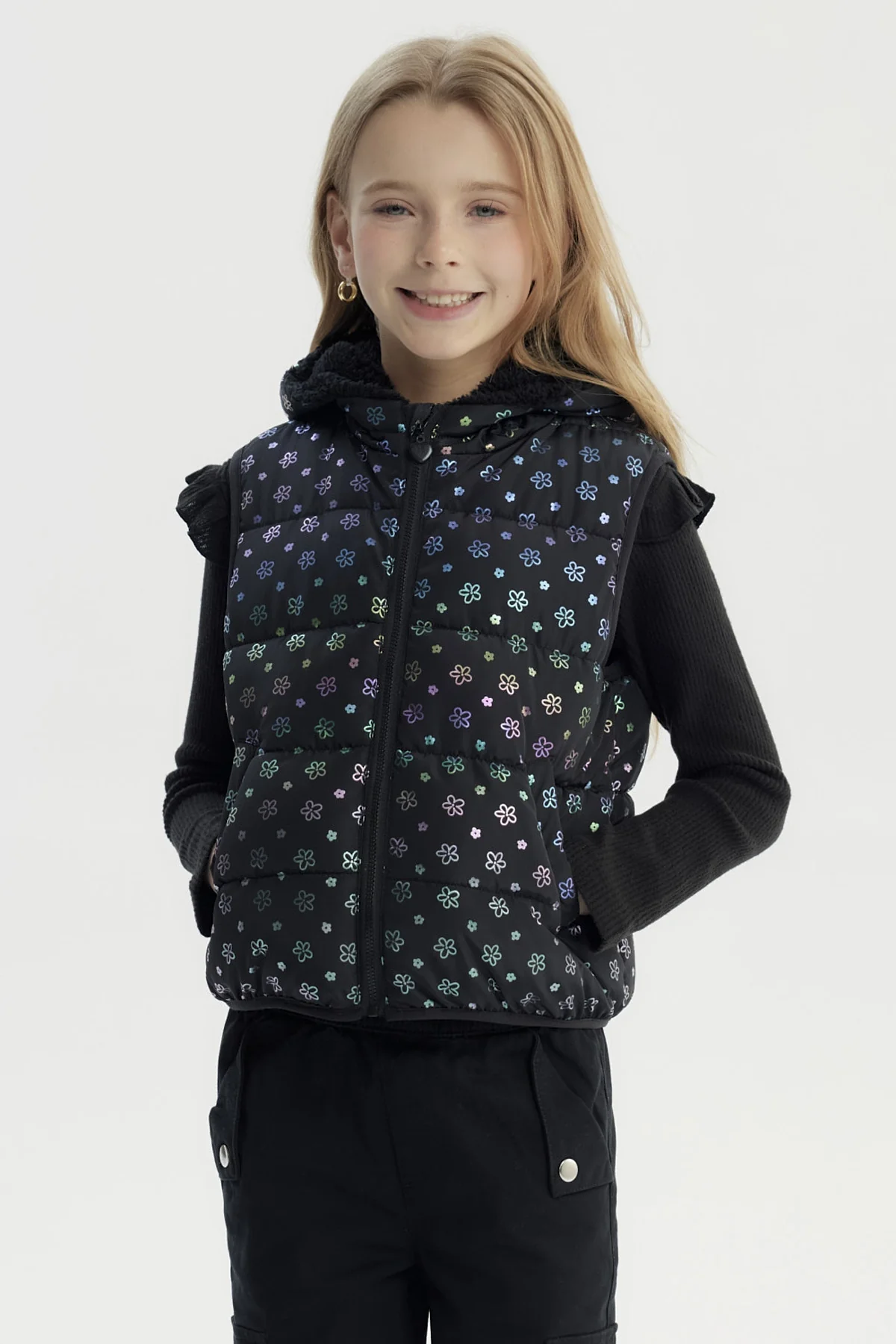 Parka Niña Polar Interior Negro