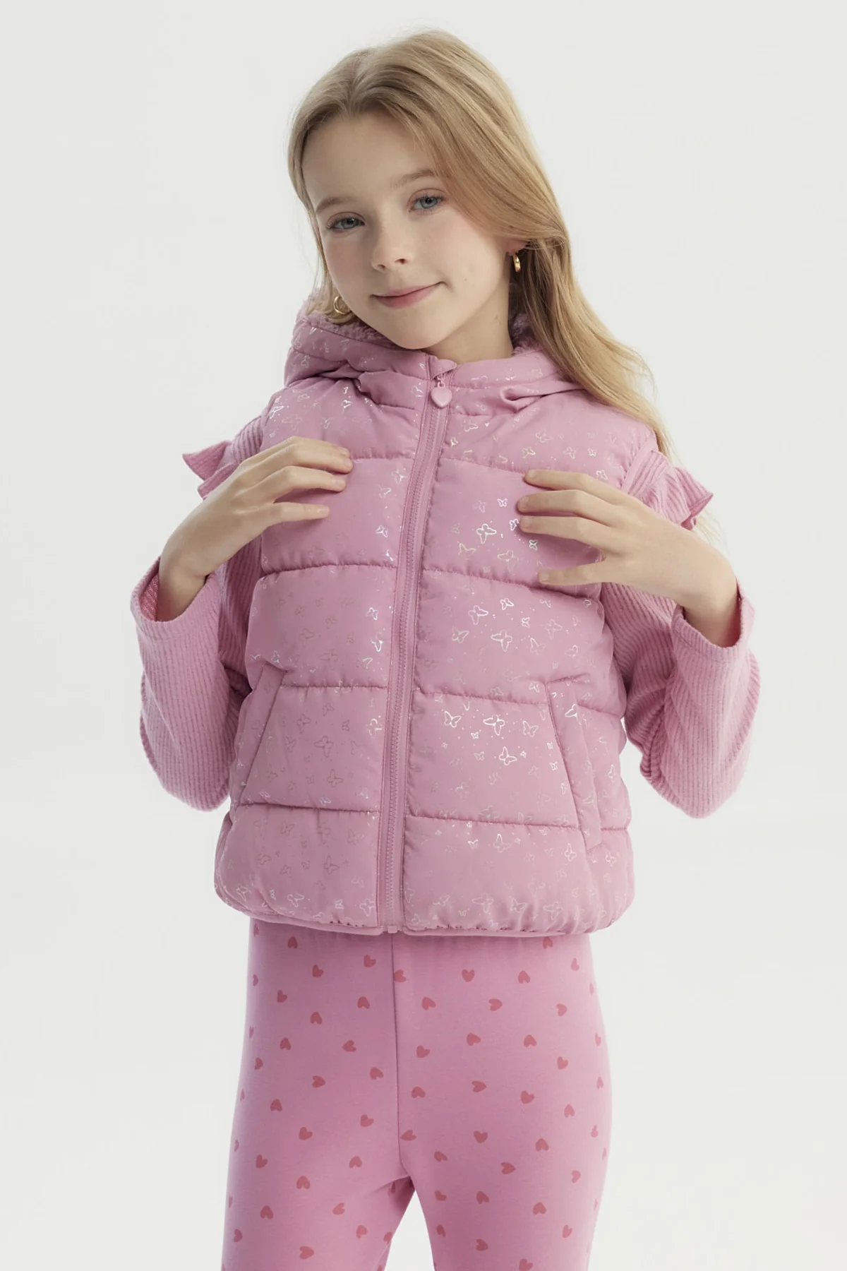 Parka Niña Polar Interior Rosado