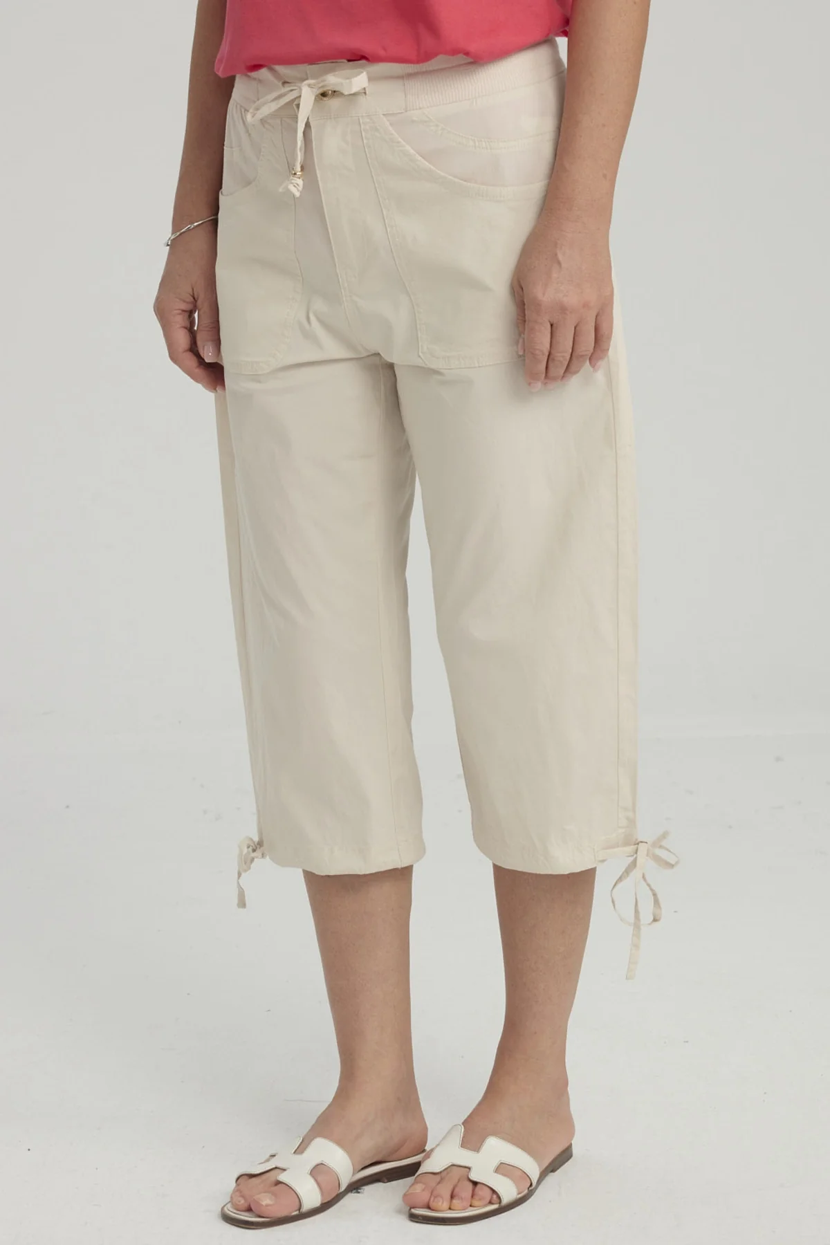 Pescador Mujer Con Cortes Y Apertura Beige Claro - Image 2
