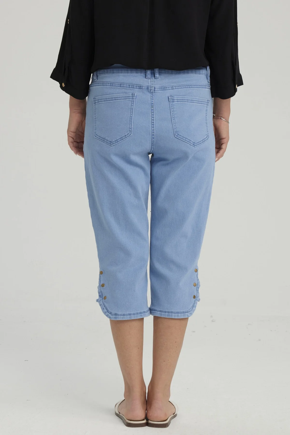 Pescador Mujer Denim Apertura Lateral Celeste - Image 2
