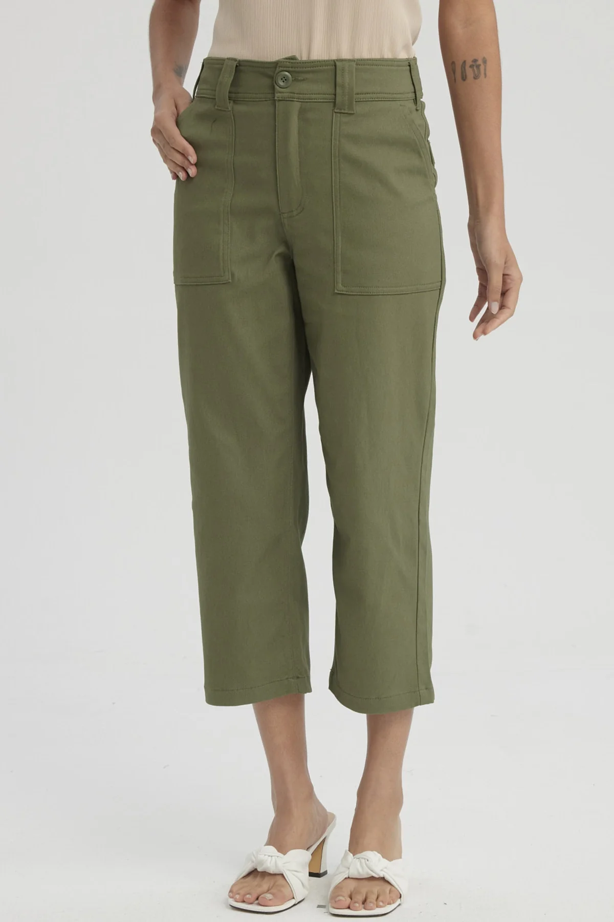 Pescador Mujer Gabardina Bolsillo Cargo Verde Musgo
