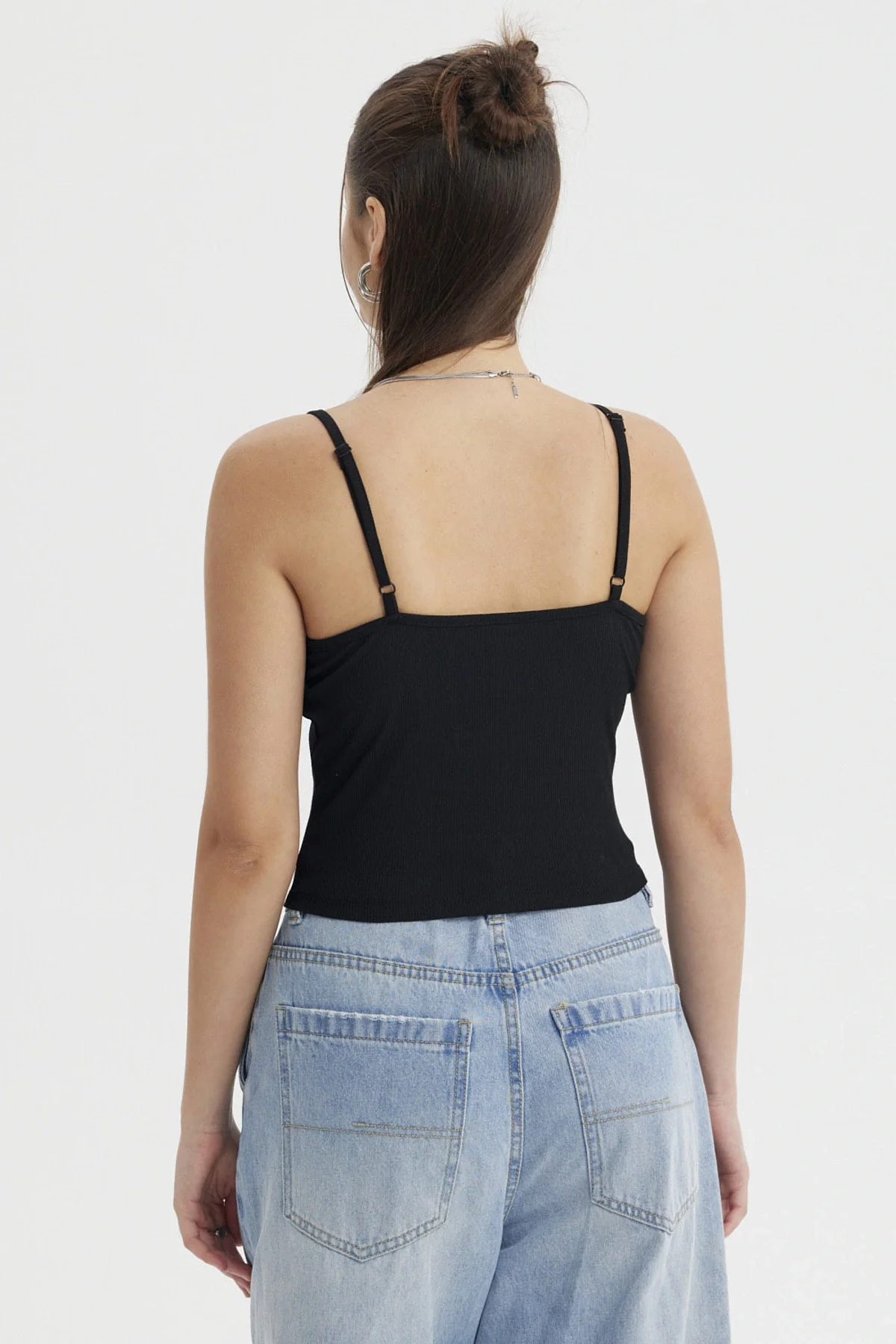 Peto Mujer Pabilo Aplicación Negro - Image 3