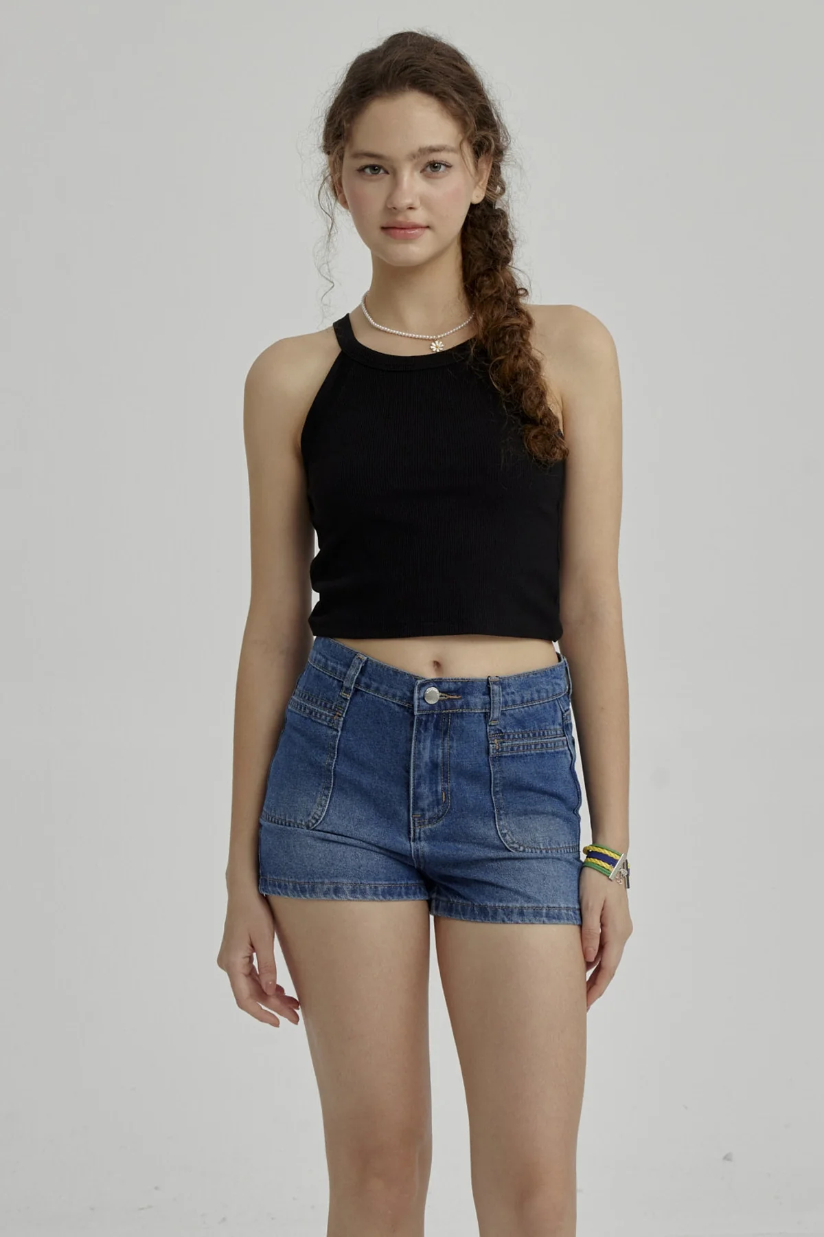 Peto Niña Rib Cuello Halter Negro