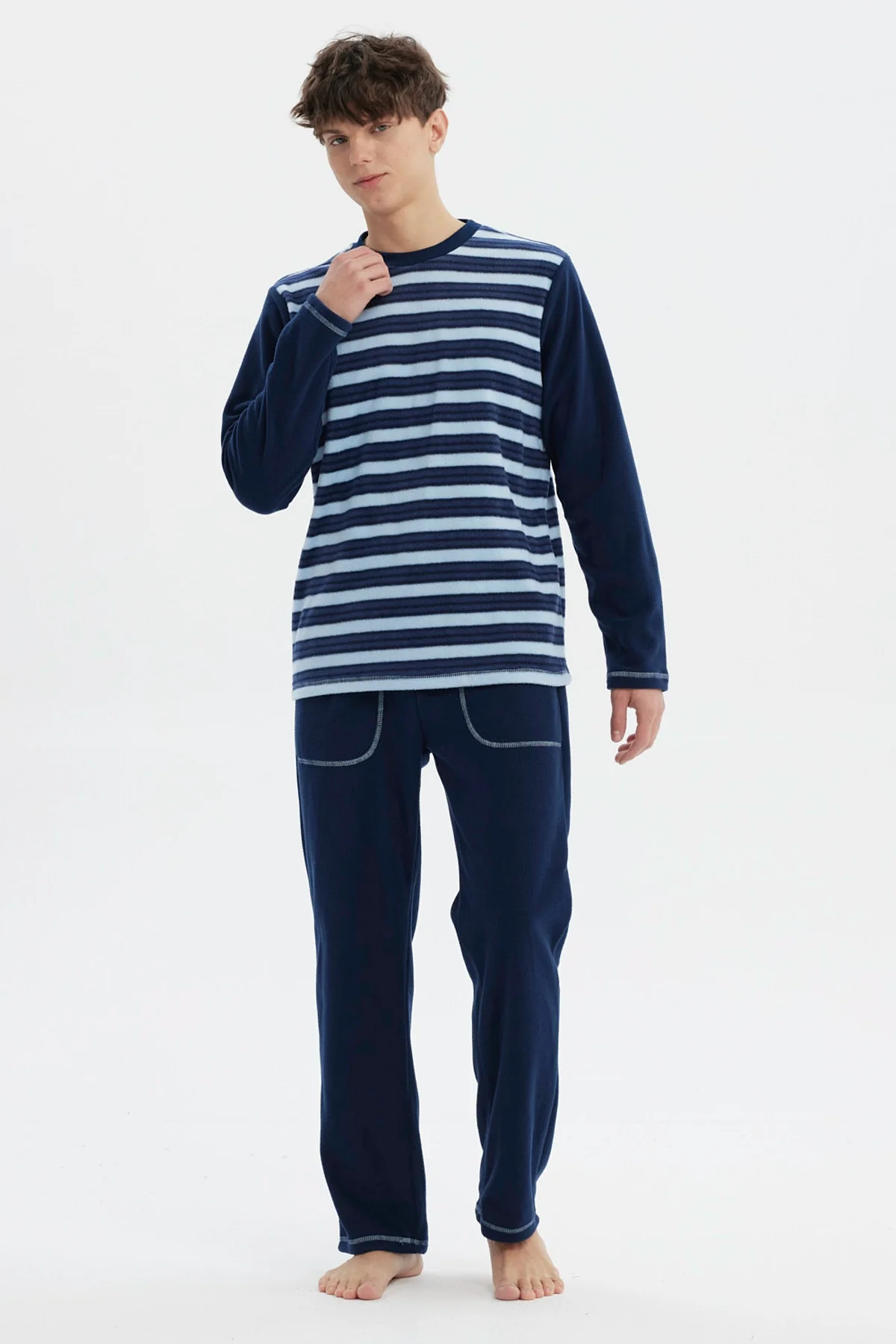 Pijama Hombre Pijama Polera Y Pantalón Azul
