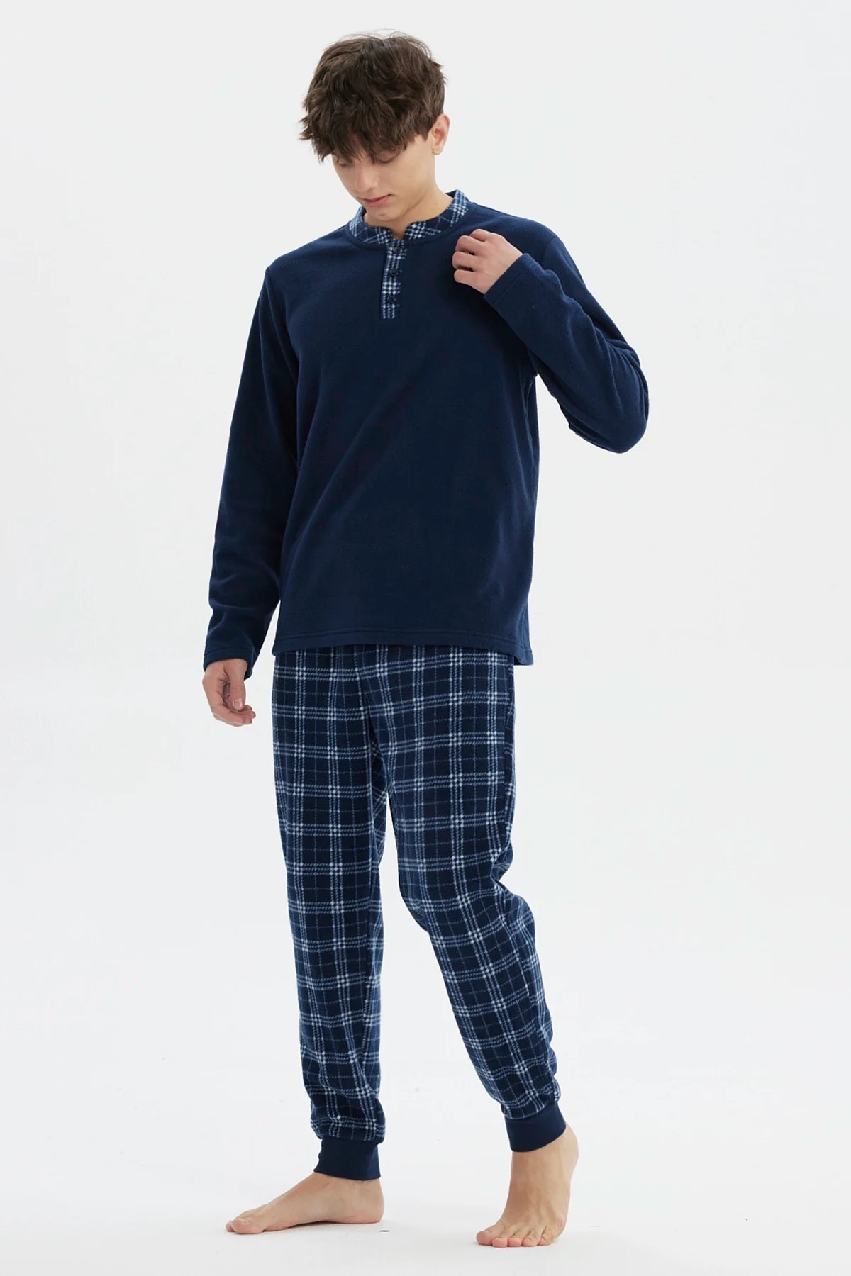 Pijama Hombre Pijama Polera Y Pantalón Azul - Image 4