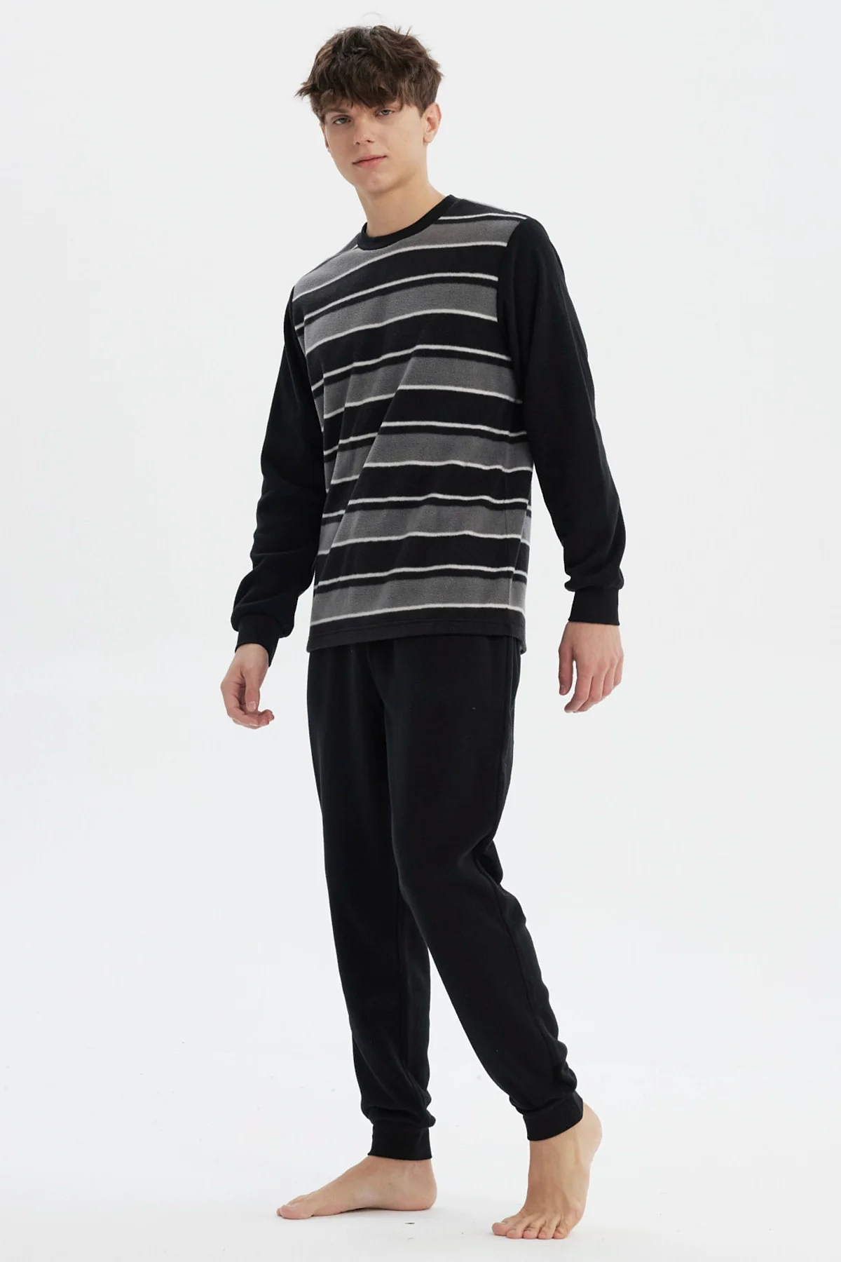 Pijama Hombre Pijama Polera Y Pantalón Negro - Image 2