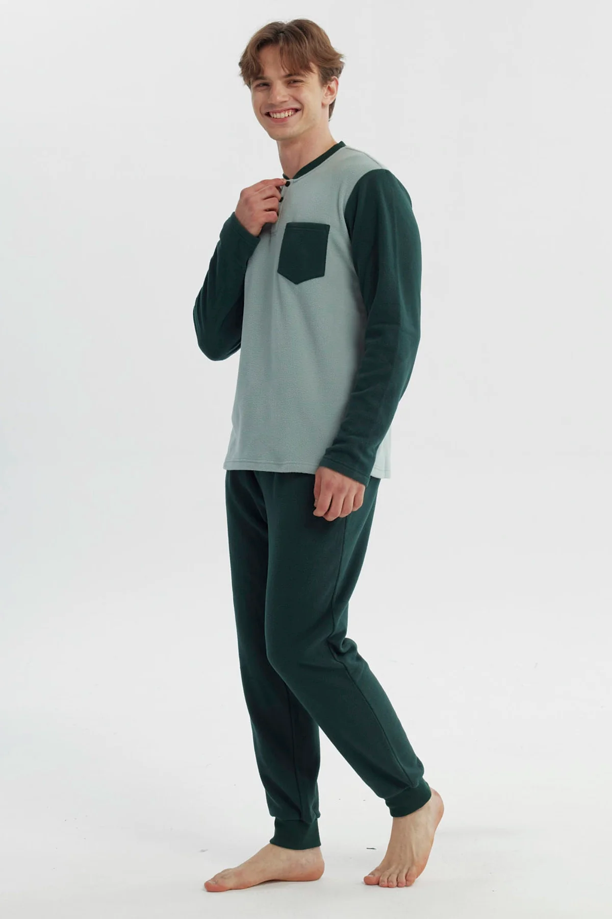 Pijama Hombre Pijama Polera Y Pantalón Verde - Image 3