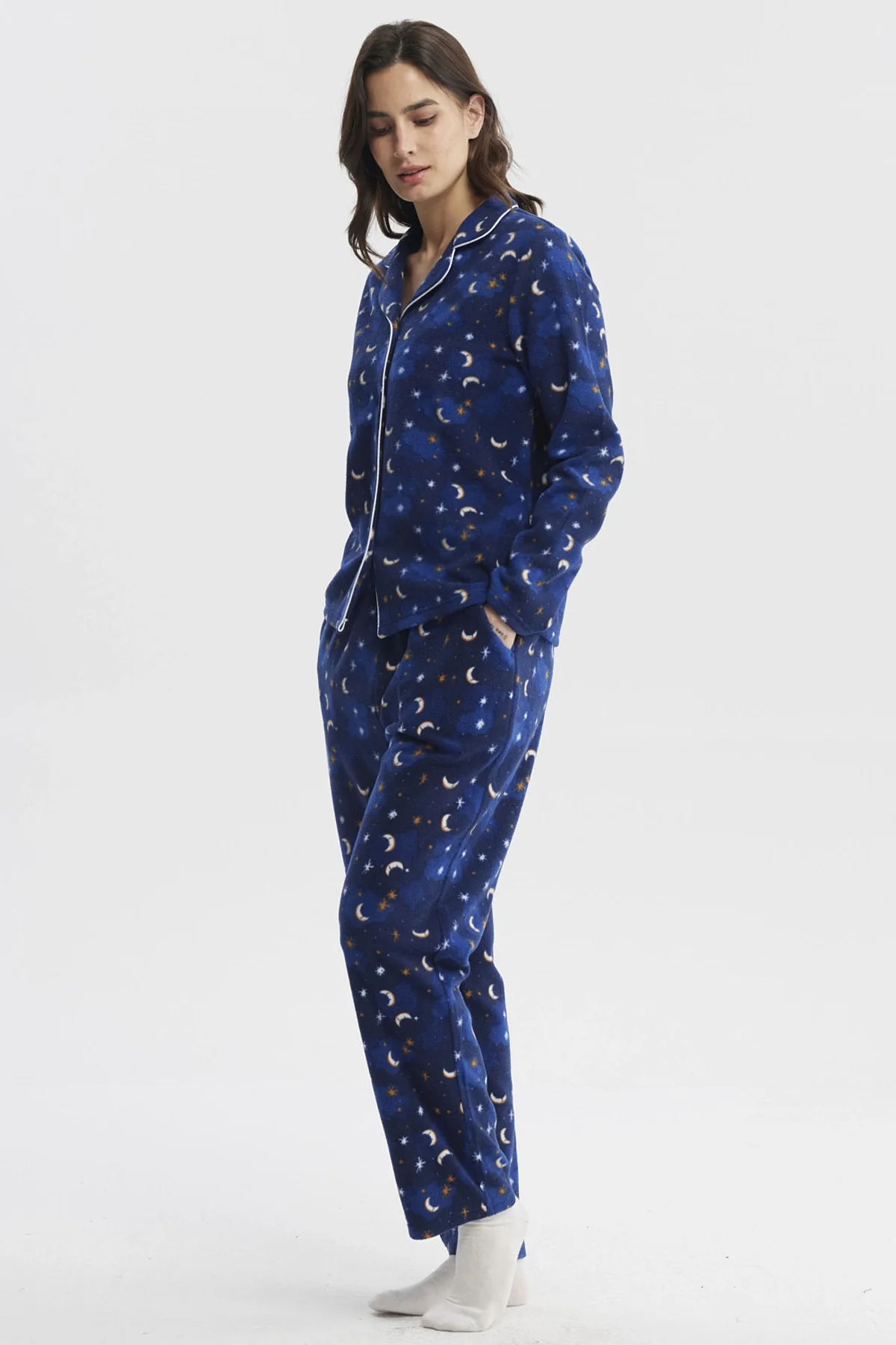 Pijama Mujer Cuello V Azul - Image 2