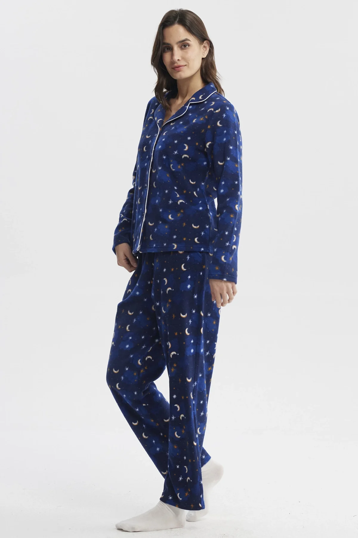 Pijama Mujer Cuello V Azul - Image 4
