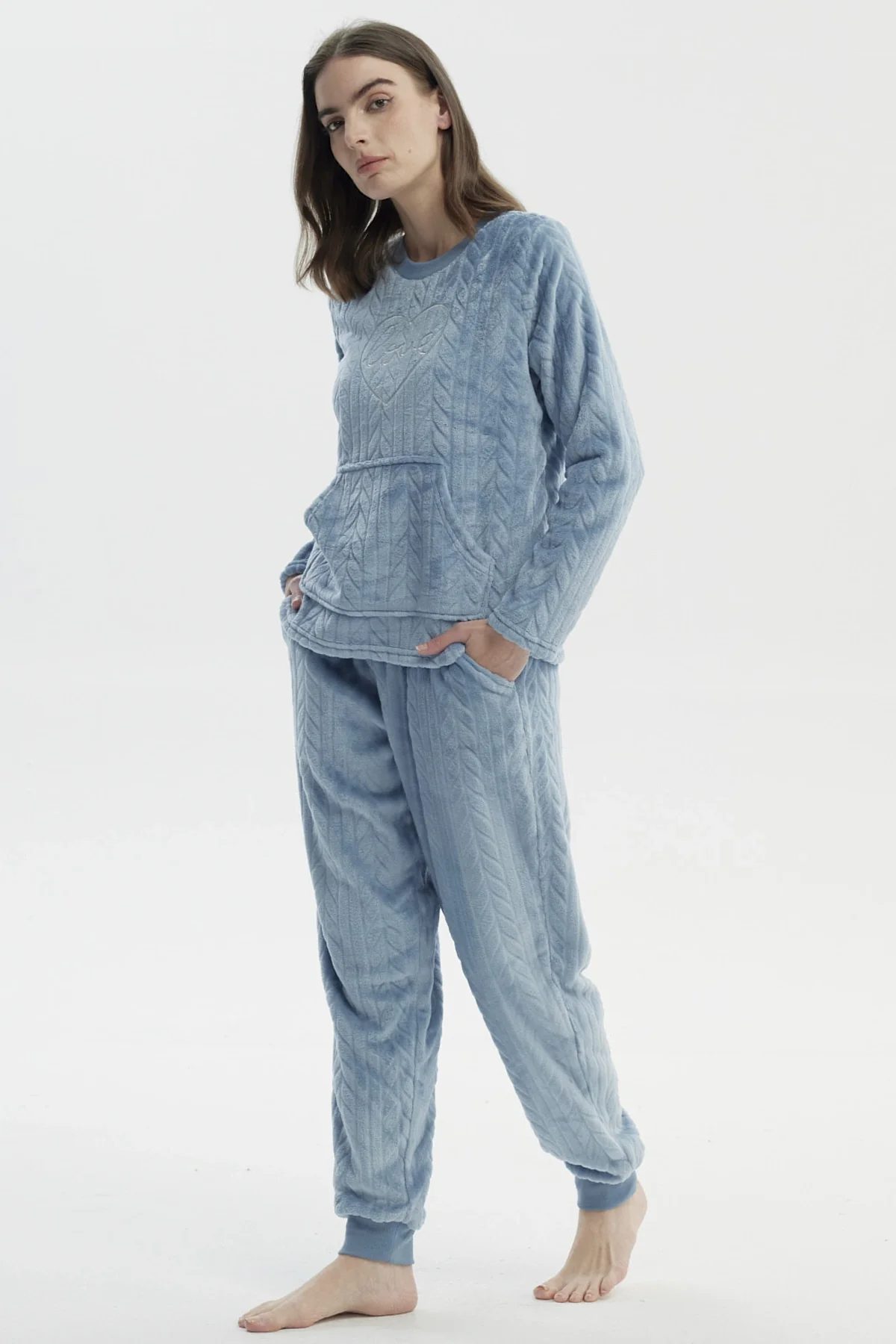 Pijama Mujer Cuello V Celeste - Image 2