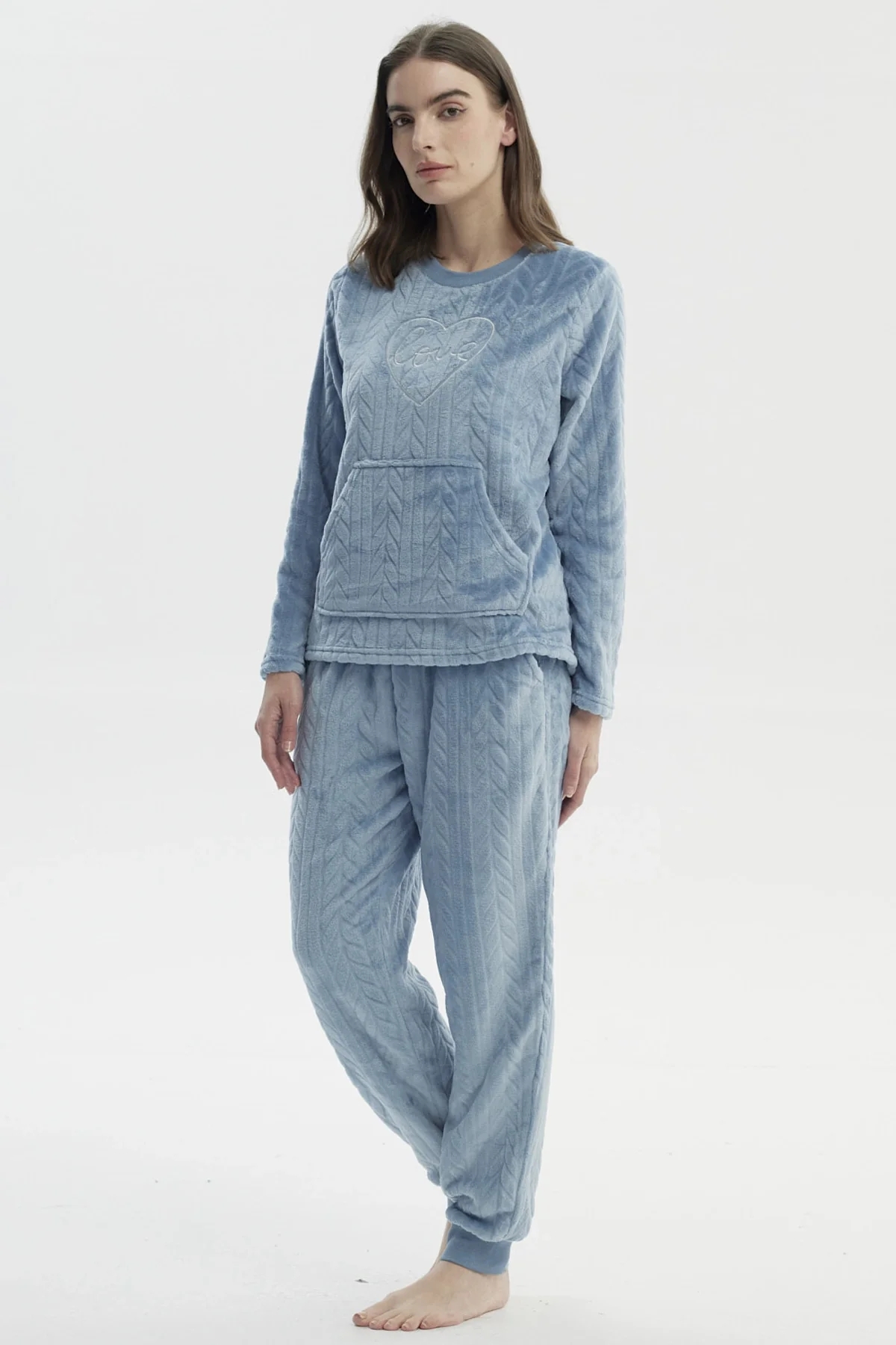 Pijama Mujer Cuello V Celeste - Image 4
