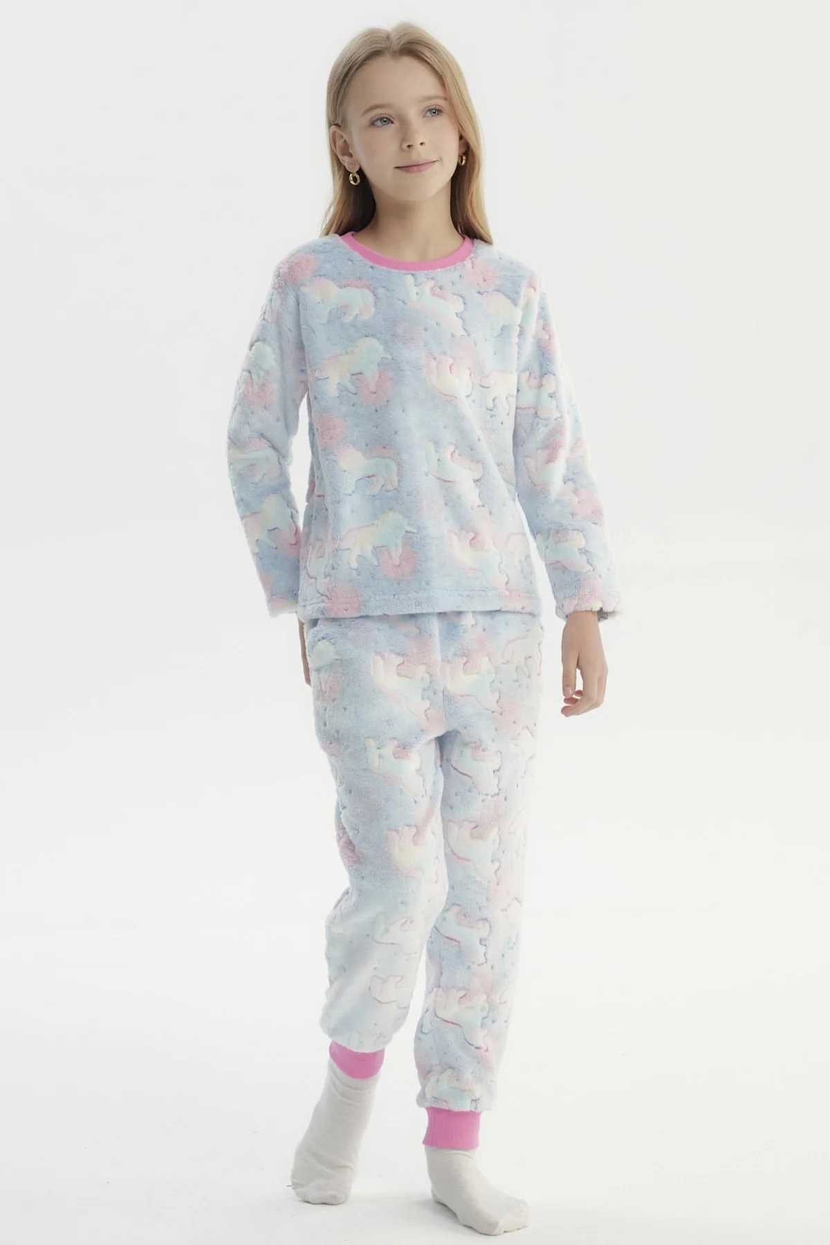 Pijama Niña Polera Y Pantalón Luminoso Fucsia