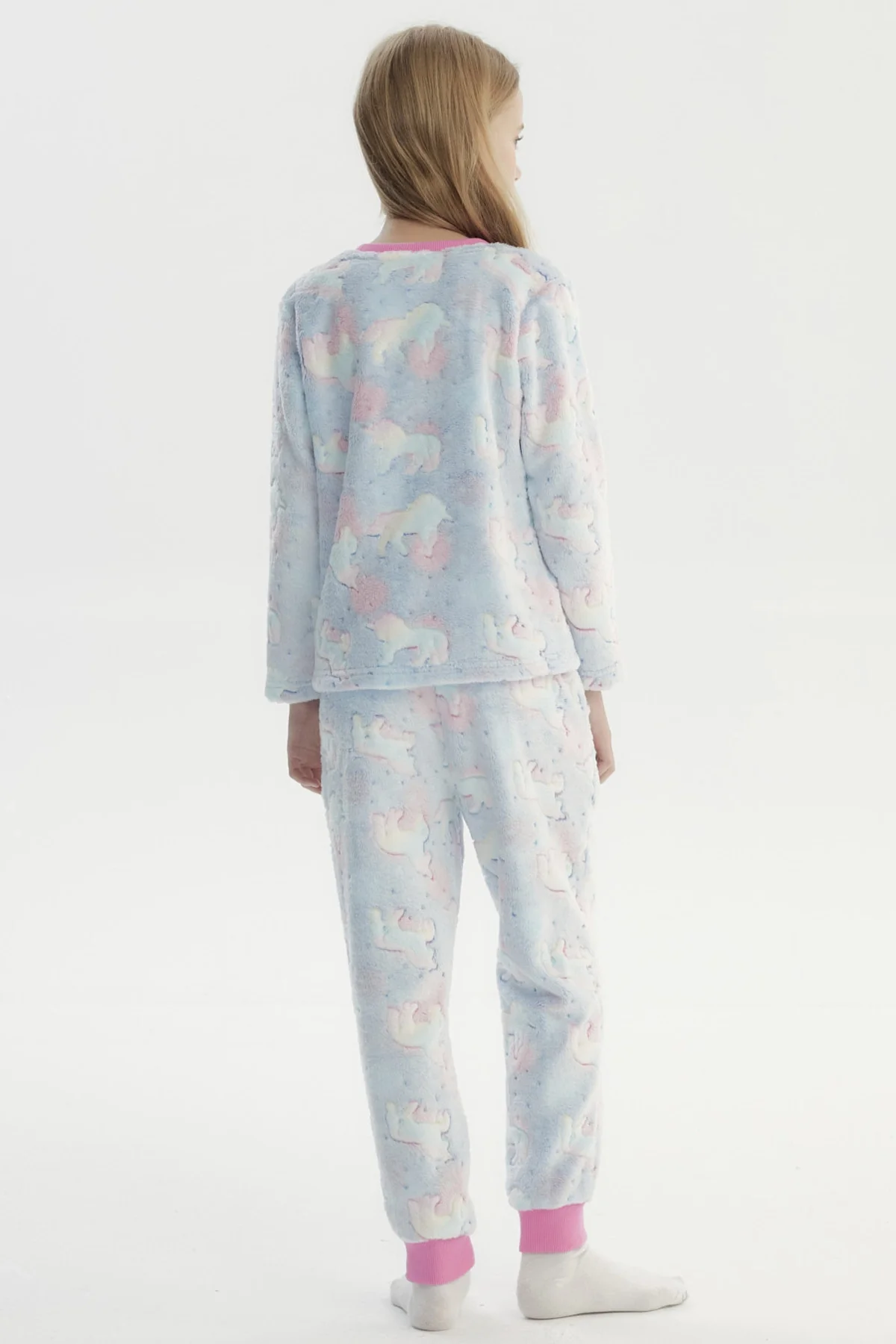 Pijama Niña Polera Y Pantalón Luminoso Fucsia - Image 3