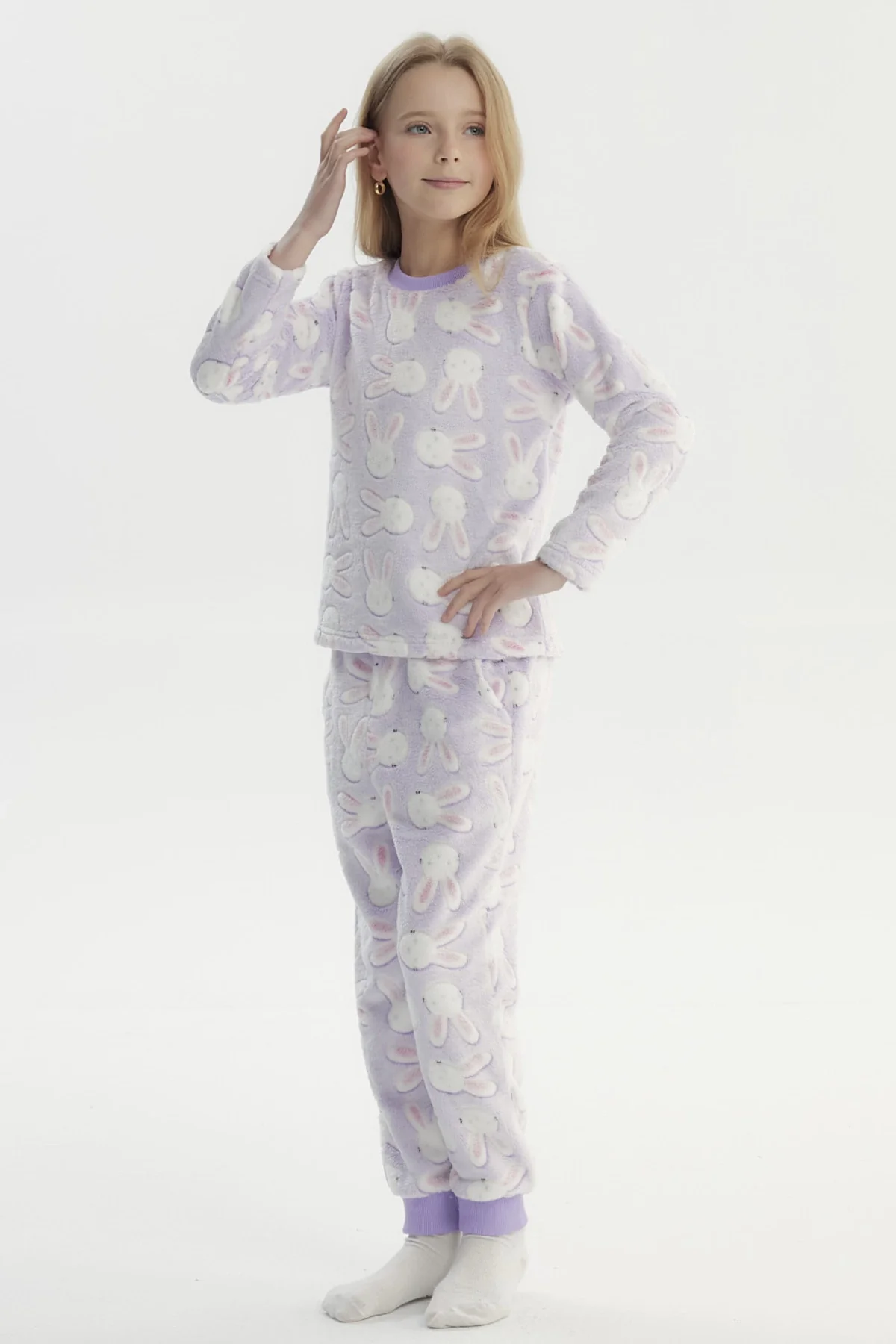 Pijama Niña Polera Y Pantalón Luminoso Lila