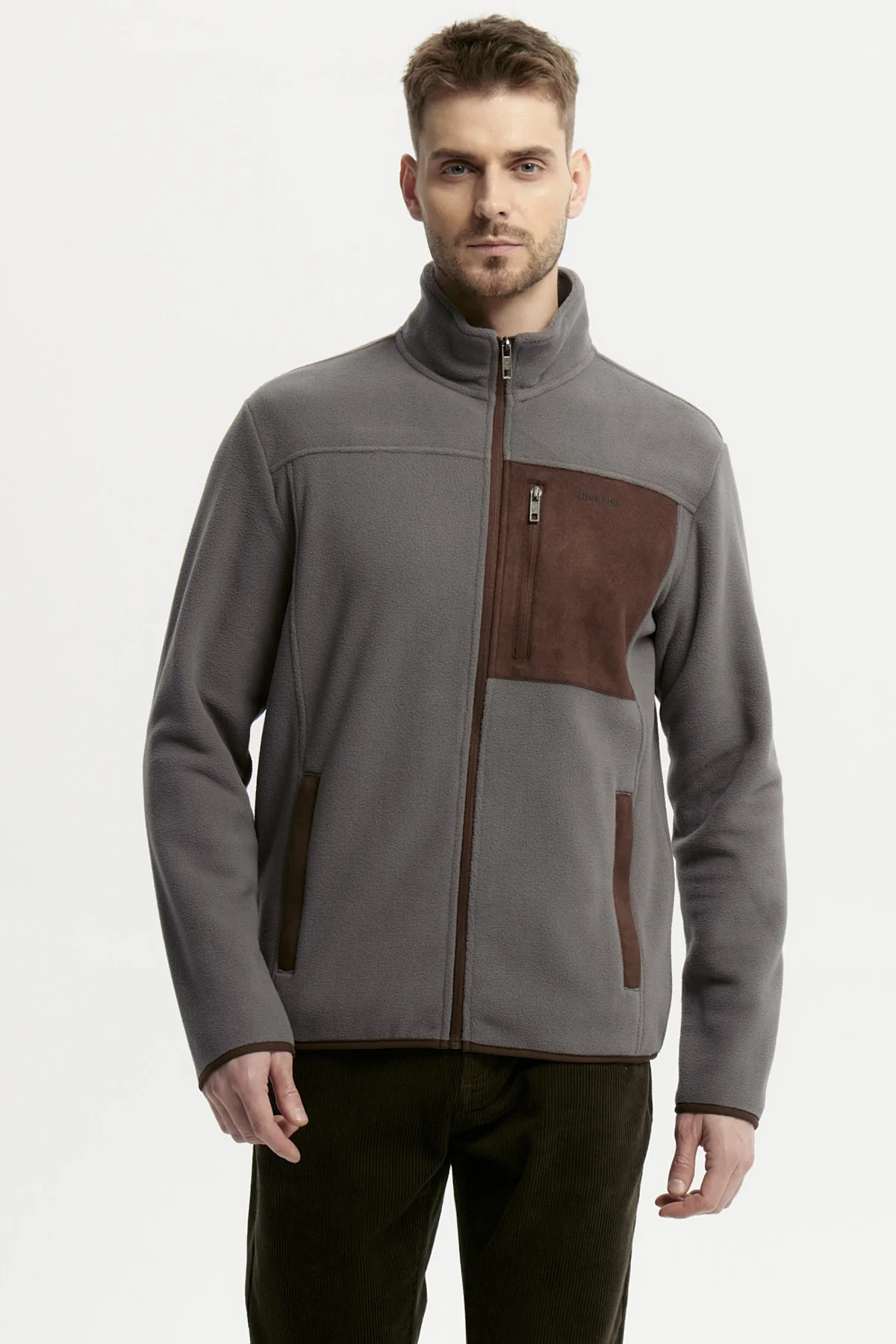 Polar Hombre Slim Cuello Con Cierre Gris