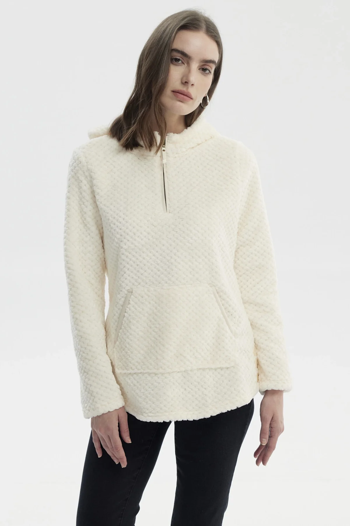 Polar Mujer Básico Aplicación Botón Crema